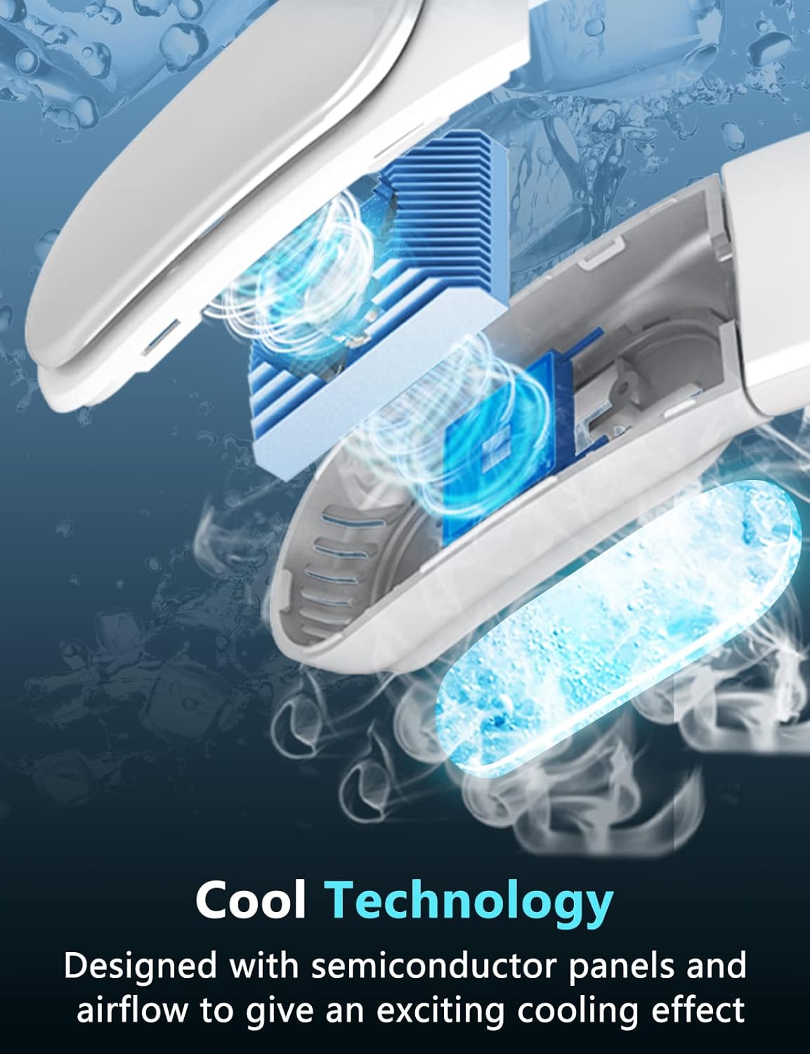 Portable Neck Fan AC Neck Air Conditioner Hands Free Bladeless Fan 360° Cooling Wearable Neck Fan 5000mAh Rechargeable Personal Fan for Indoor Outdoor Travelling (Style1-White)