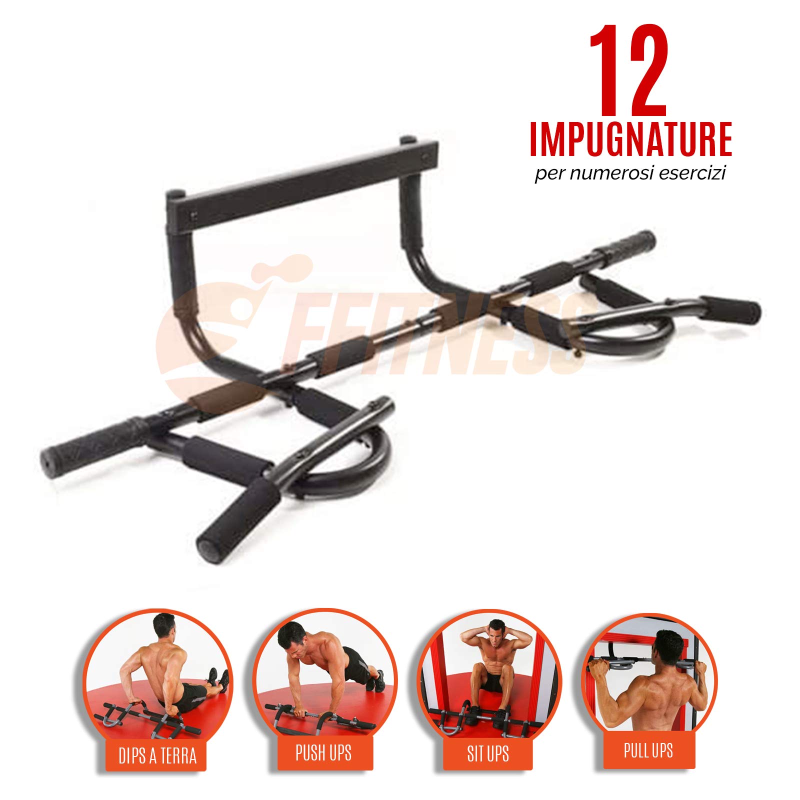 FFitnes FFitness Iron Gym Barra de dominadas Unisex Adulto, Negro-Gris, Única