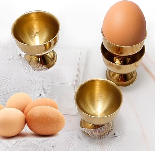Miniatura 4 de Huevos de acero inoxidable, juego de 4 soportes dorados para huevos duros y suaves hervidos, herramienta de cocina