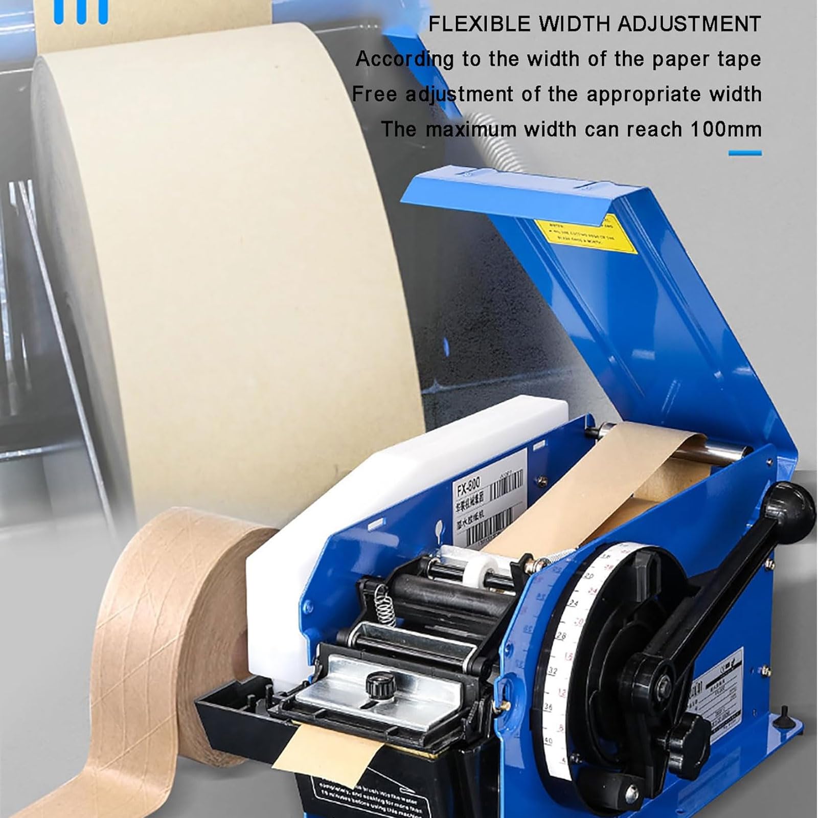 Dispenser di nastro attivato dall'acqua, macchina semiautomatica per tagliare nastro kraft, con lunghezza e larghezza di taglio regolabili, manico per risparmiare manodopera per ufficio e imballaggio