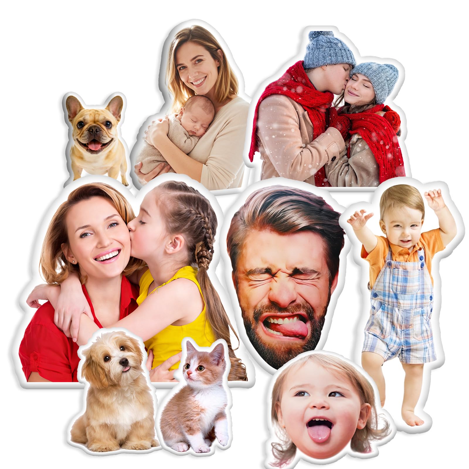 Custom Face Pillow Personalized Photo Pillow 3D Double-Sided Plush Funny Custom Pillow with Picture Gift for Christmas Birthday Valentine's Day Gifts for Boyfriend Girlfriend Mom Dad Couple Family