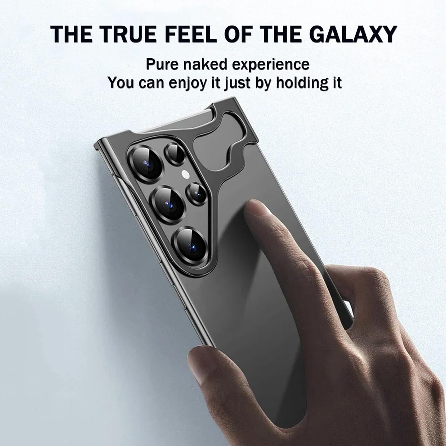 Metal Case for Samsung Galaxy S23 Ultra/S23 Plus/S23, Aluminum Alloy Corner Pad Slim Lightweight Frameless No Back Minimalist Zero Signal Interference with Camera Protection