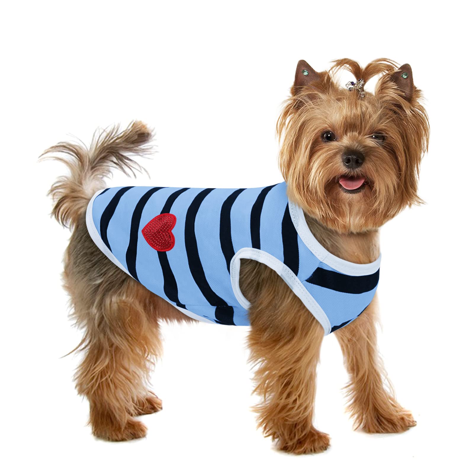 Preferhouse Pet Dog Striped T-Shirt Dogs Cats Cotton Vest Spring Summer Pet Apparel Tee Shirt Suitable for Small and Medium Large Pets French Bulldog
