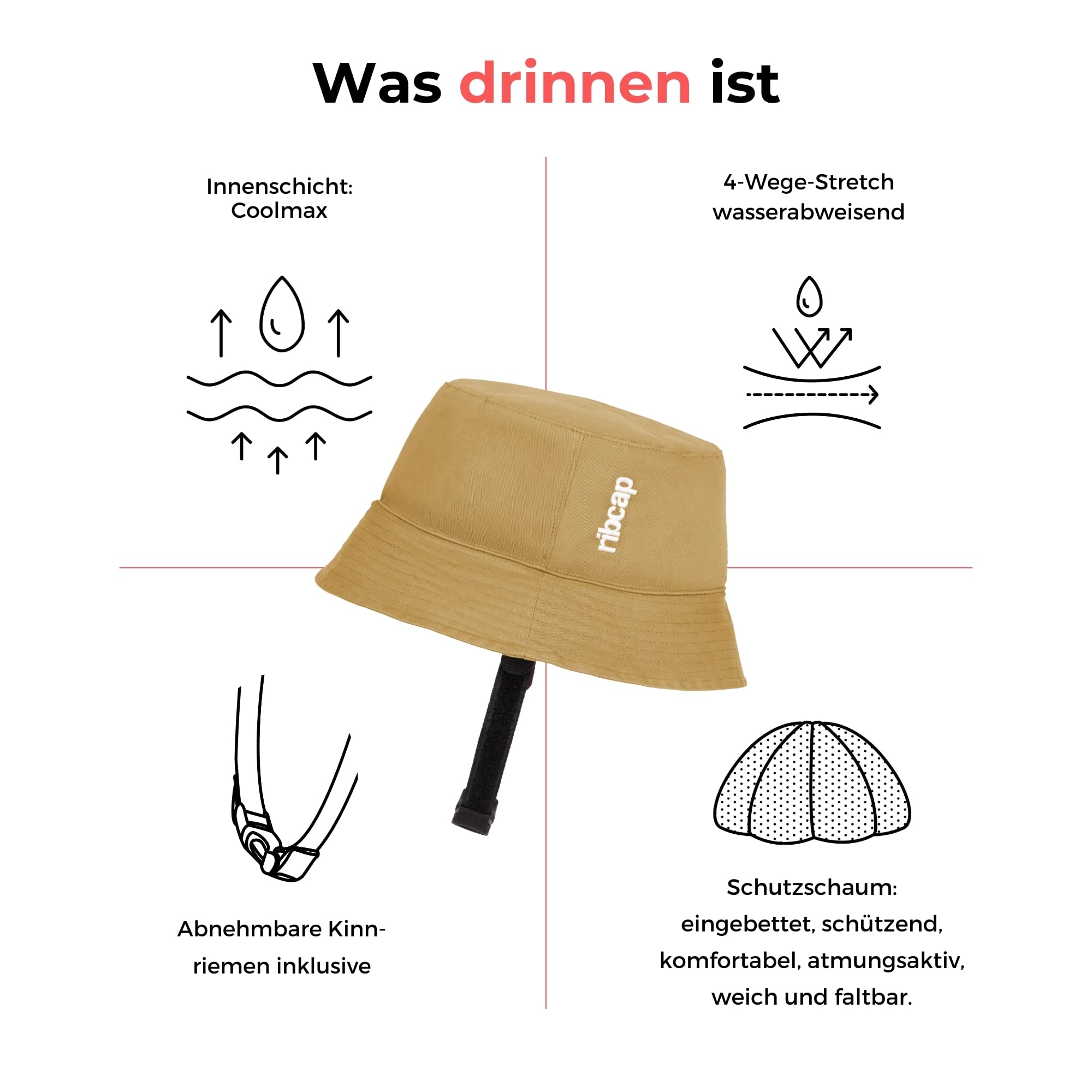 Ribcap Billie Medizinischer Schutzhelm – Sicherer und Stilvoller Kopfschutz für Sturzgefährdete | Crème | Ideal für Epilepsie, Erwachsene, Senioren und alle Aktivitäten