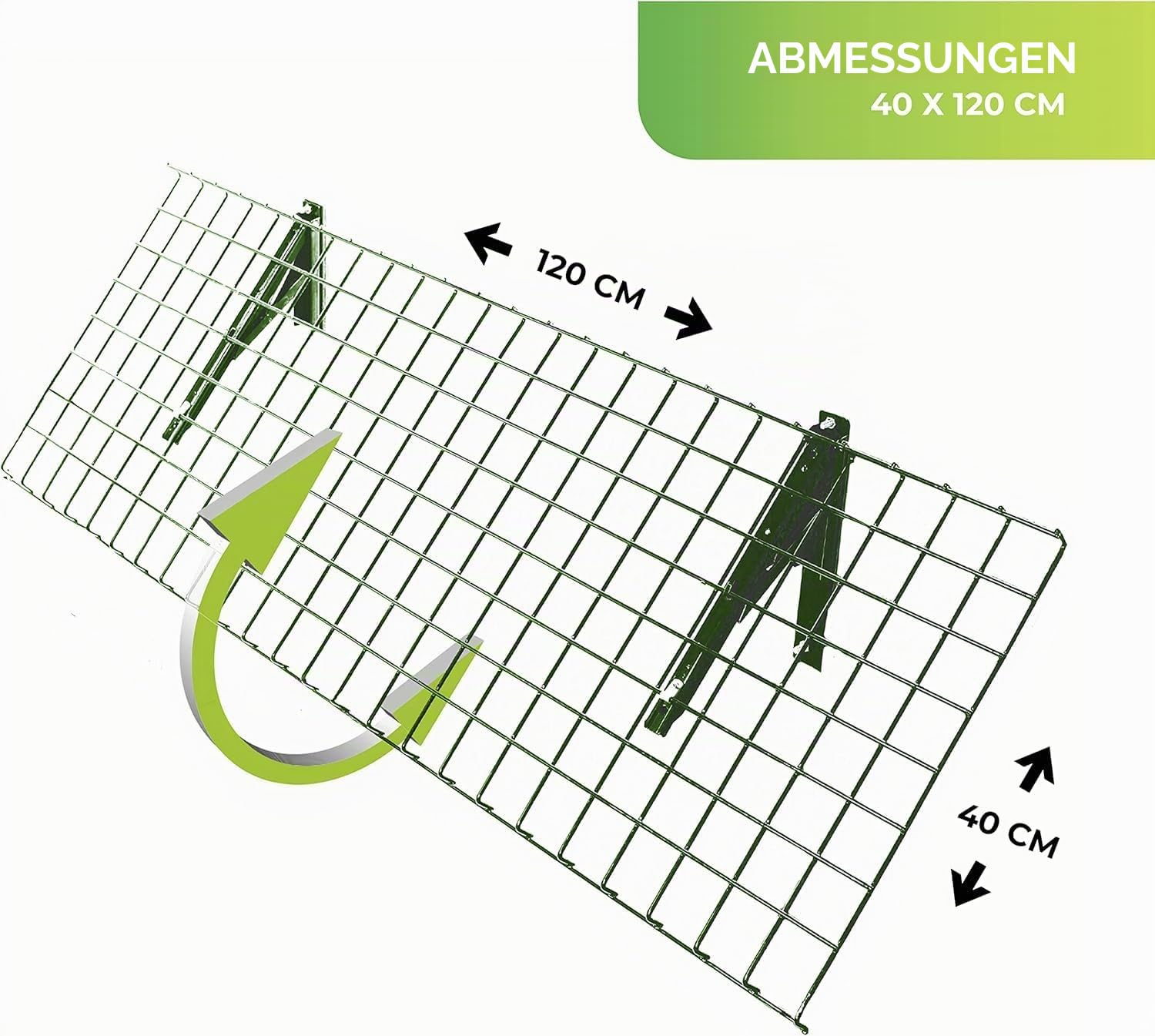 BioGreen Regal für Gewächshaus „Bruno“ 40 × 120 cm – klappbar, galvanisierter Stahl, mehr Platz im Gewächshaus, einfache Montage mit Alukonsolen