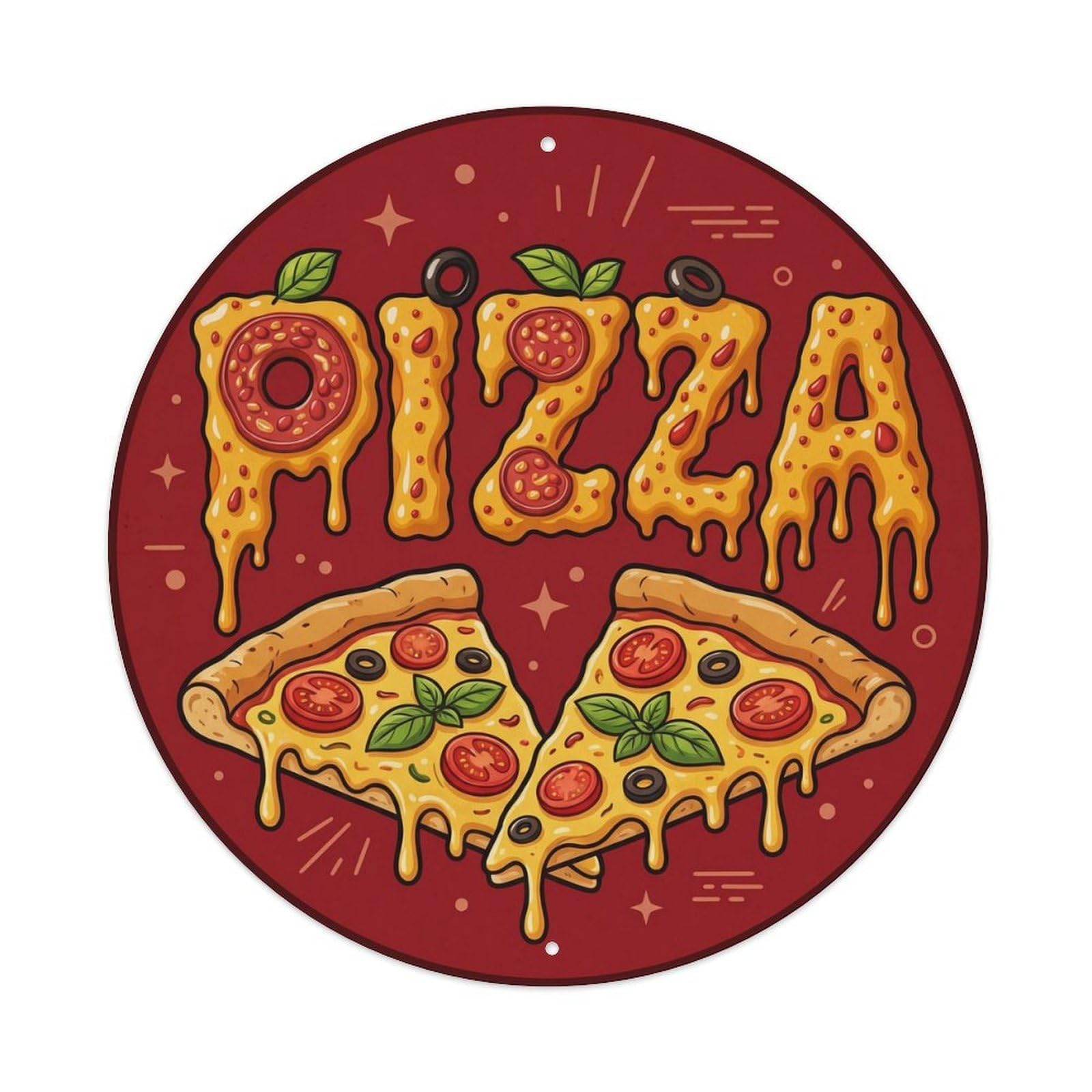 Huiyhb 8X8inch(20X20cm) Vintage Pizza Slice Grape Tomato Metal Tin Sign