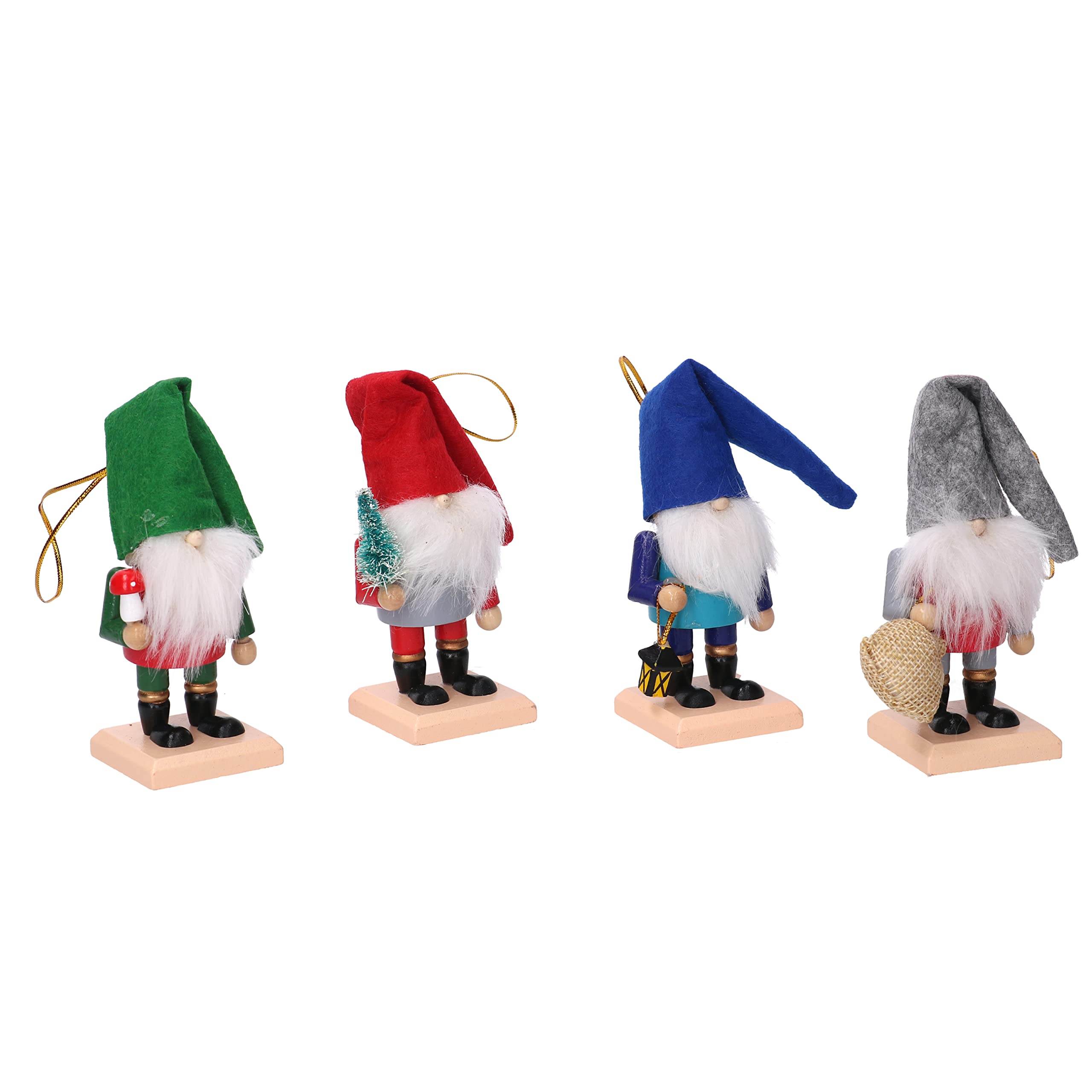 Vacchetti Giuseppe Pack of 4 mixed gnomes for tree and table decoration 12 cm tall, Multicolour - Image 4