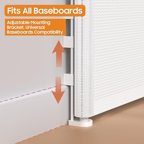 Miniatura 7 de Puertas retráctiles para bebés de 160 pulgadas, puerta de seguridad para niños extra alta de 42 pulgadas con diseño de tira reforzada, evita que se