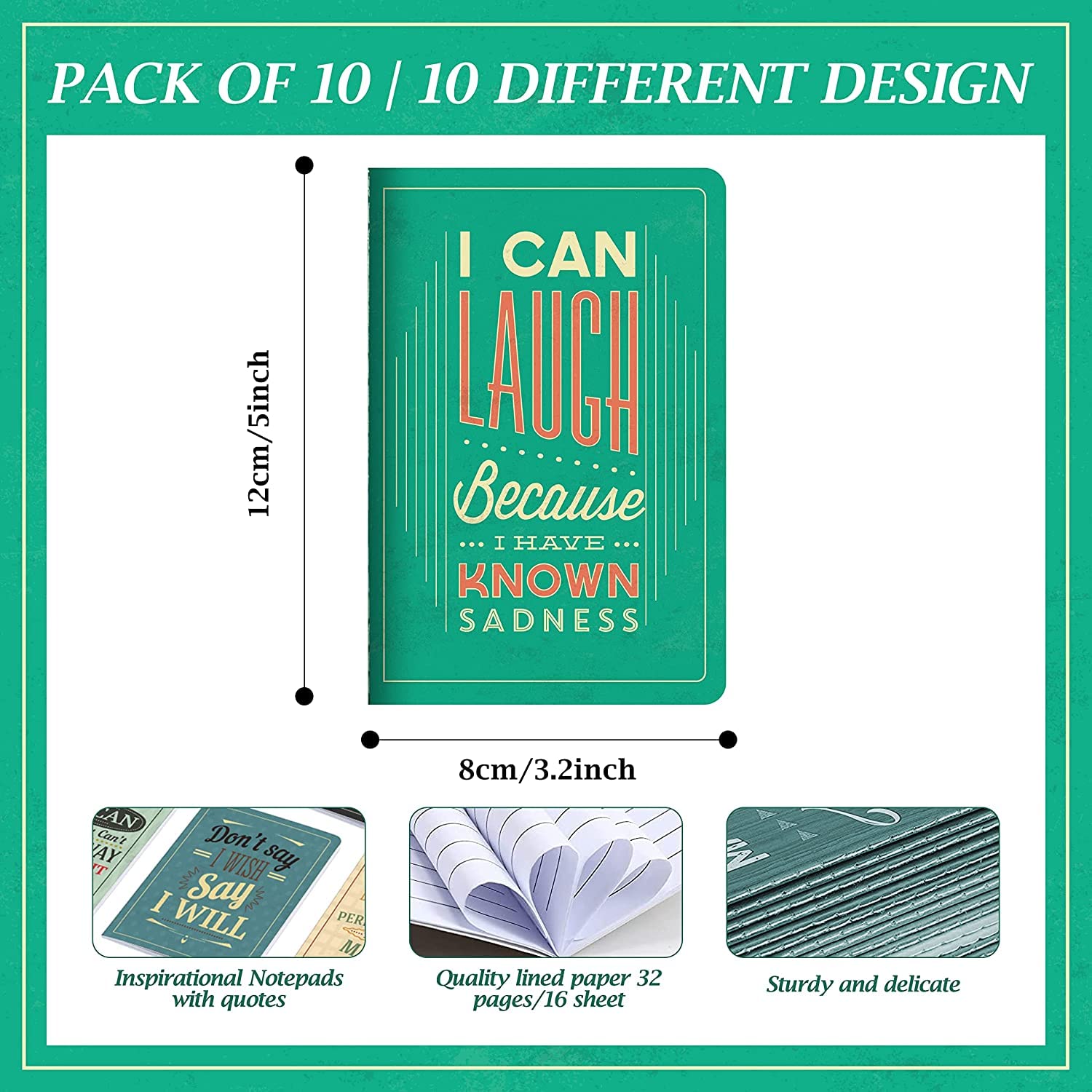 BIROYAL10 Pieces Inspirational Notepads Mini Motivational Journal Notebook Small Pocket Notepads Mini Notebooks for School Office Home Gift Bulk Prizes Travel Supplies - Image 3