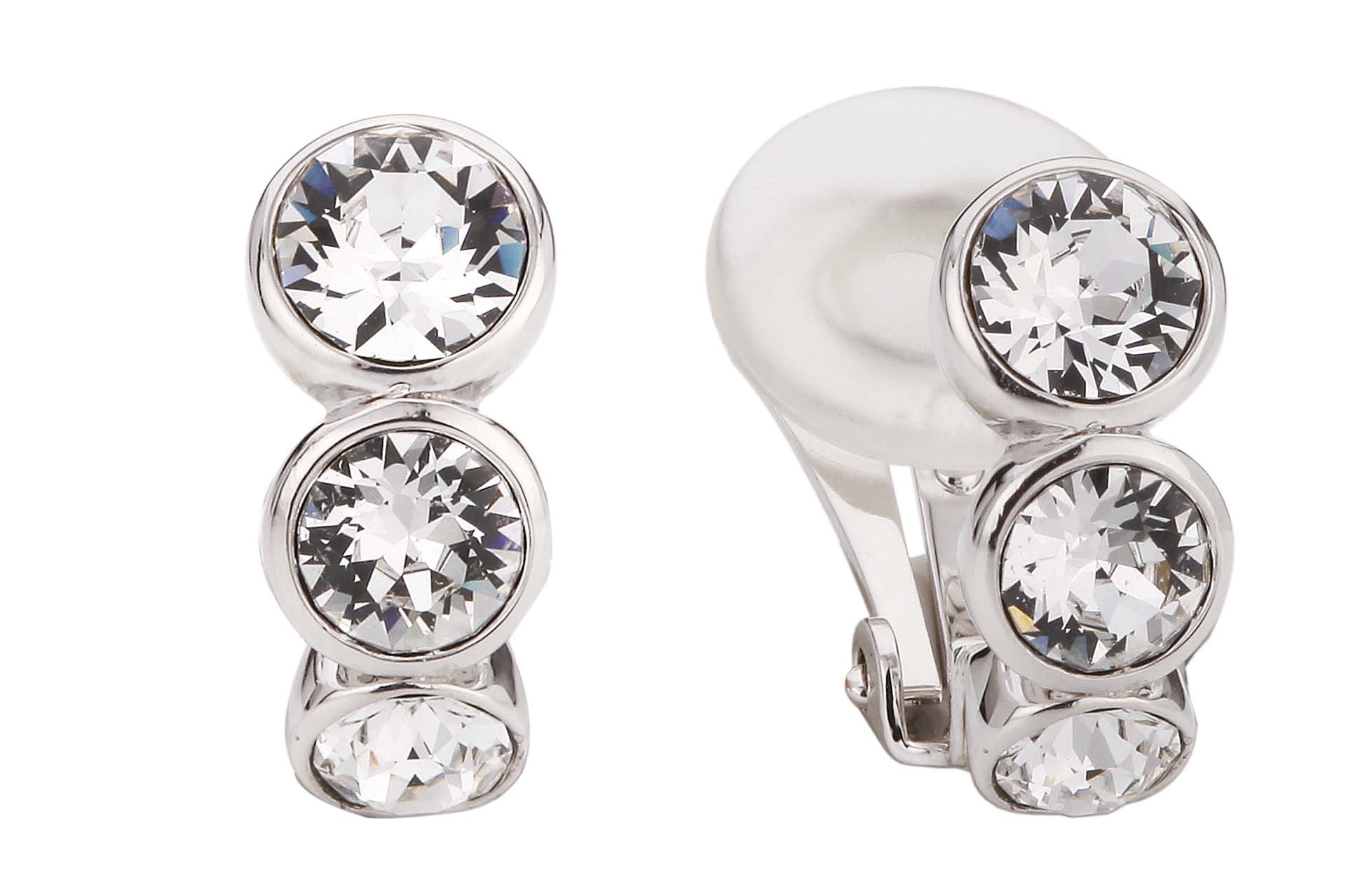Traveller Ohrclip - Platiniert - Preciosa Kristalle - Silberfarbe - 14x6 mm - 155805