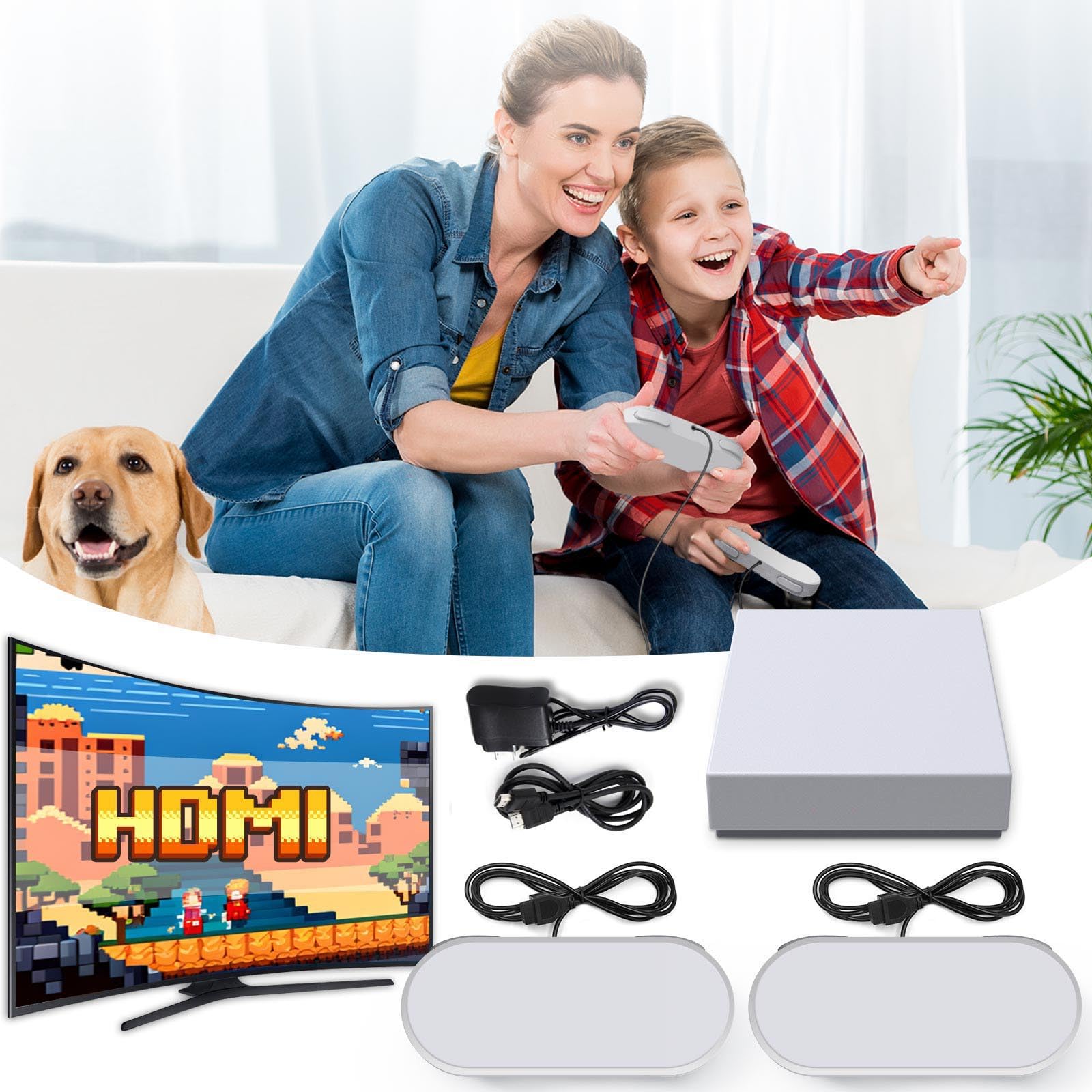 Retro Game Console, Super Classic Mini Retro Video Game Console with 821 Built-in Old School Games, HDMI HD Output, Relive Your Childhood Memories, Gift for Adults and Kids, Grey
