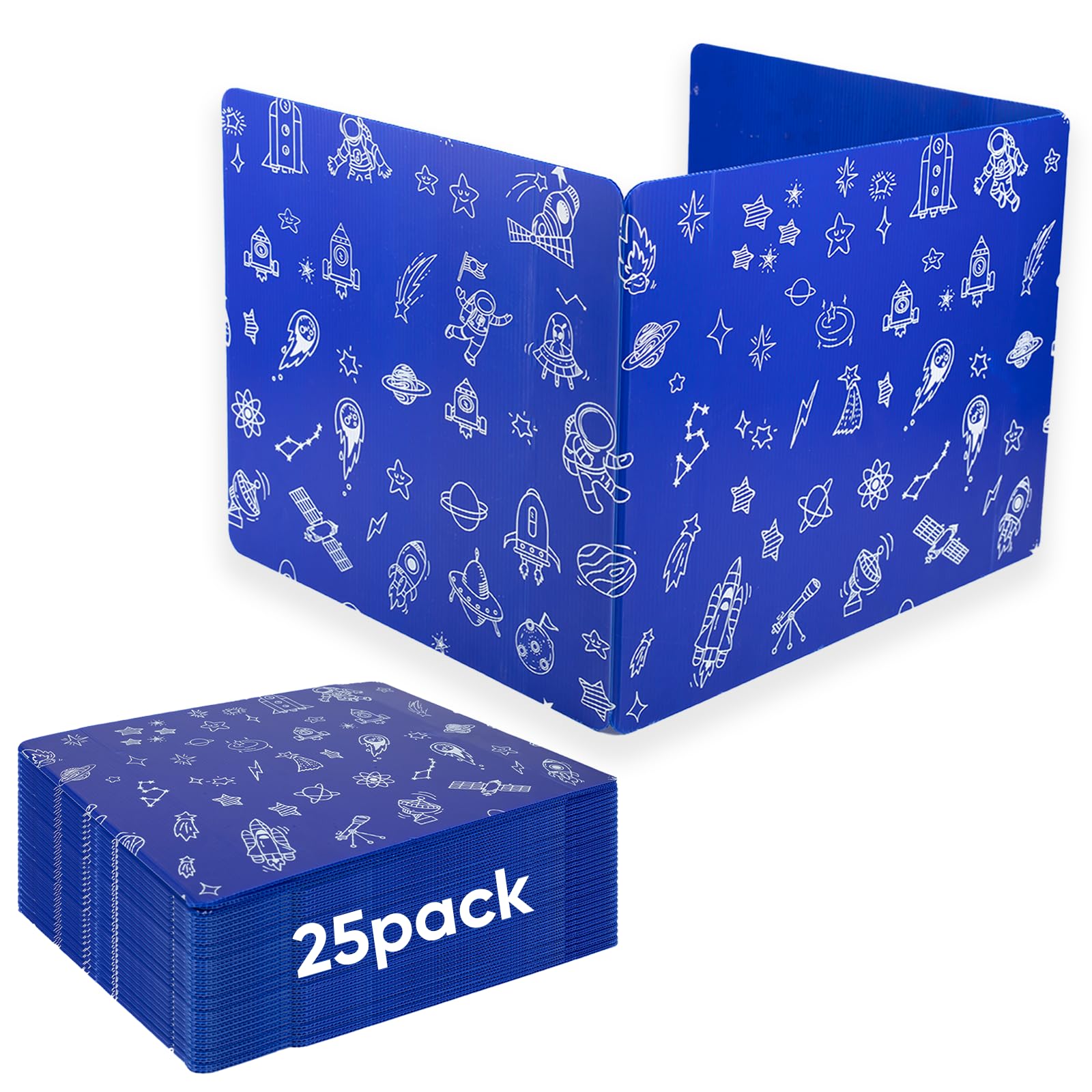 Lot de 25 séparateurs de bureau pour étudiants, écrans d'intimité à 3 plis, tableaux d'étude en plastique imperméable durable, boucliers faciles à nettoyer pour les écoles, fournitures pour