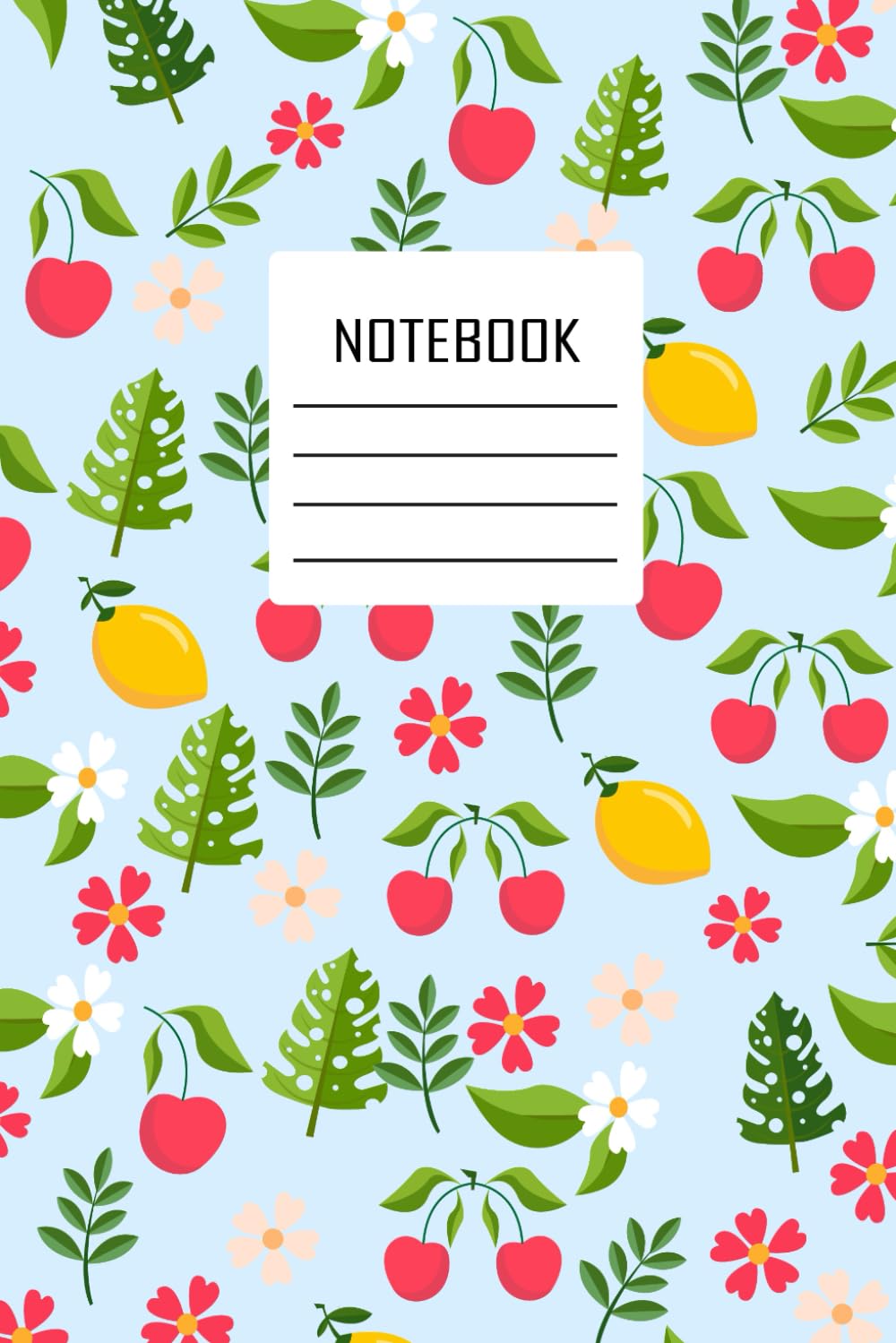 Journal Notebook with Springs Flowers and Fruit, Flower Frame Inside, 110-Line Pages, 6X9, Floral Cover