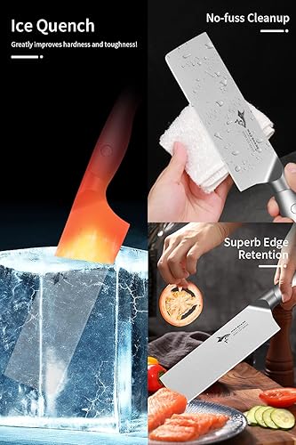 Miniatura 4 de MAD SHARK Nakiri - Cuchillo de chef para verduras de 7 pulgadas, cuchillo Usuba afilado, cuchillo multiusos con precisión y belleza, para el hogar y