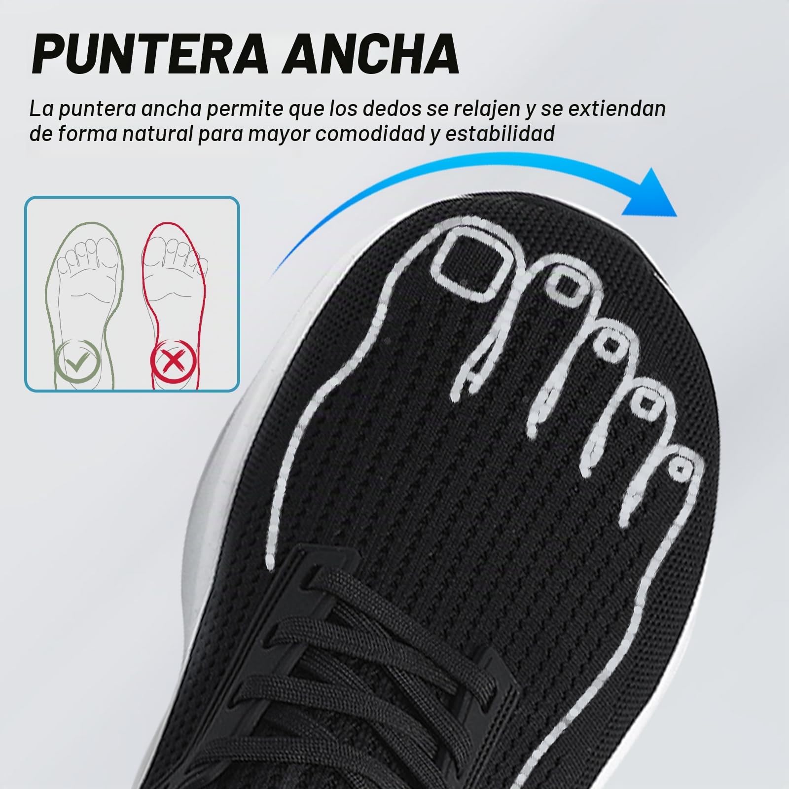Zapatillas de Running Extra Anchas para Hombre, con amortiguación y Soporte, Ligeras y Transpirables, con Puntera Ancha