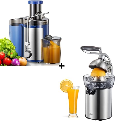 Qcen 800W Juicer Machine Blue y Electric Citrus Juicer Exprimidor Paquete