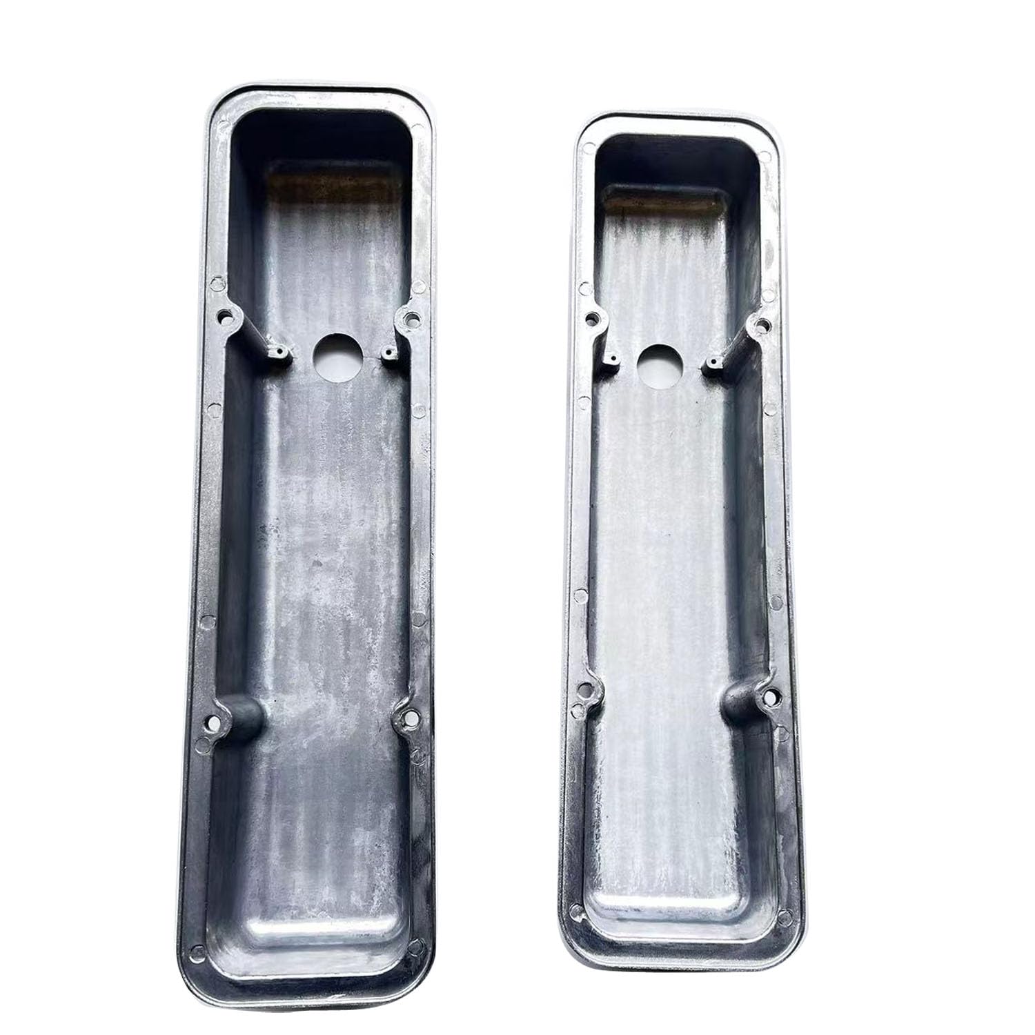 Tall Plain Cast Aluminum Valve Covers For SBC Chevy 283-400 - Natural Finish