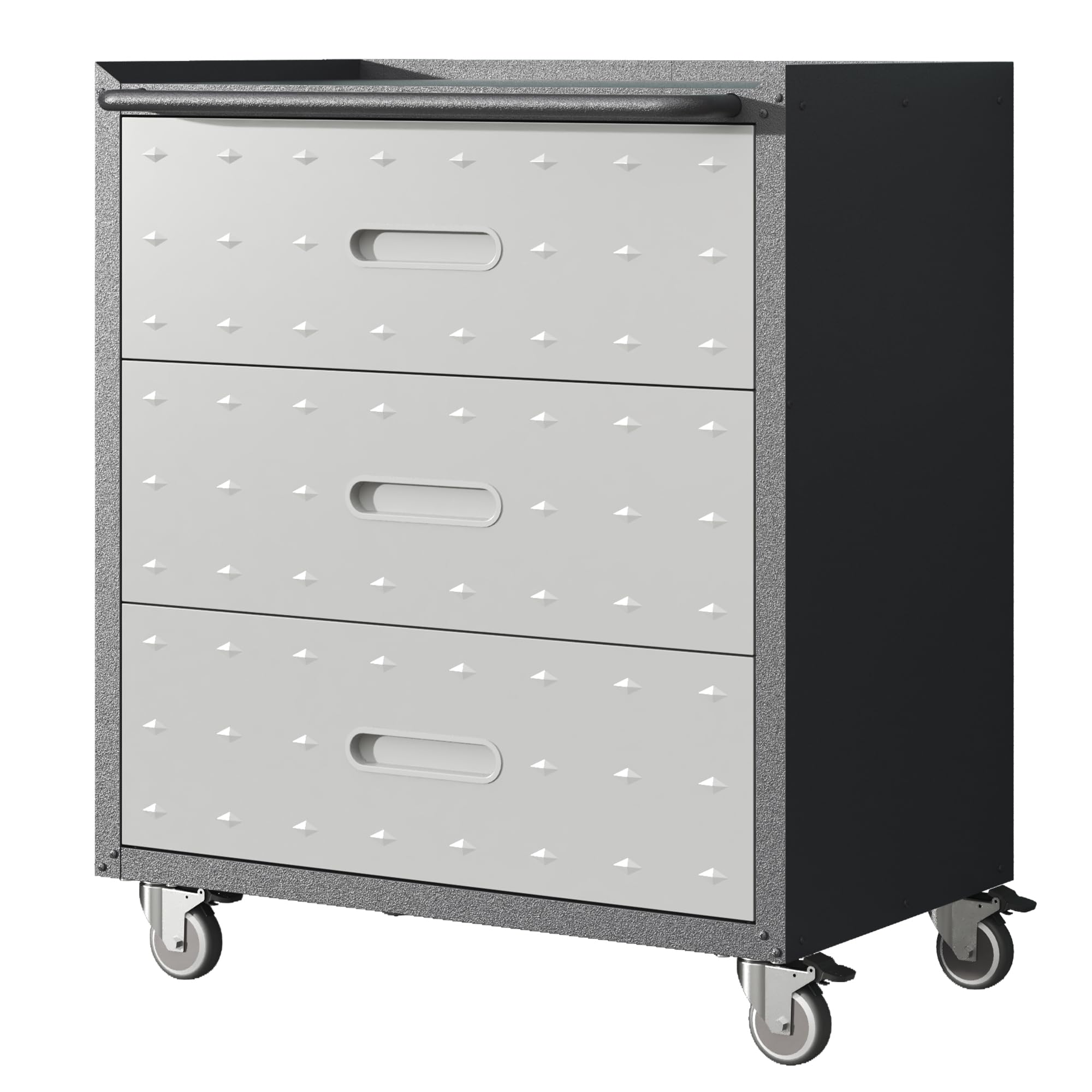 Armario De Herramientas Con Metal, Cajonera Con Ruedas Y 3 Cajones, Mueble Organizador Resistente, Carro De Herramientas, Para Garaje Oficina Hogar Y Taller, Negro Y Gris, 75.01 x 42 x 88.01 cm