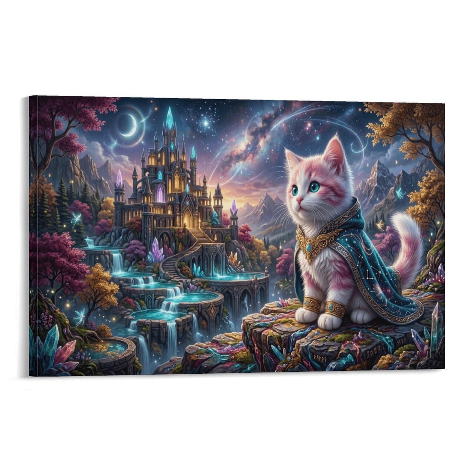 XPASHIQWC Kitten Wall Decor Poster Galaxy Castle Giclee Canvas Prints Modern Wall Art Picture Wall Hanging for Living Room Home Decorations 16x24inch(40x60cm)