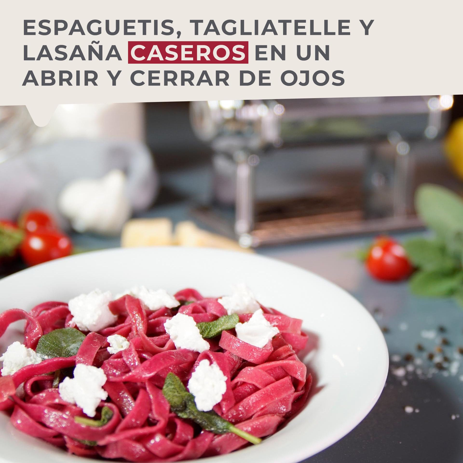 FACKELMANN Máquina para Pasta Fresca Manual - Procesador Manual de alimentos para hacer espaguetis, ravioli, lasaña, en acero inoxidable con mango de plástico, 21x19,8x15,8cm, 1ud.