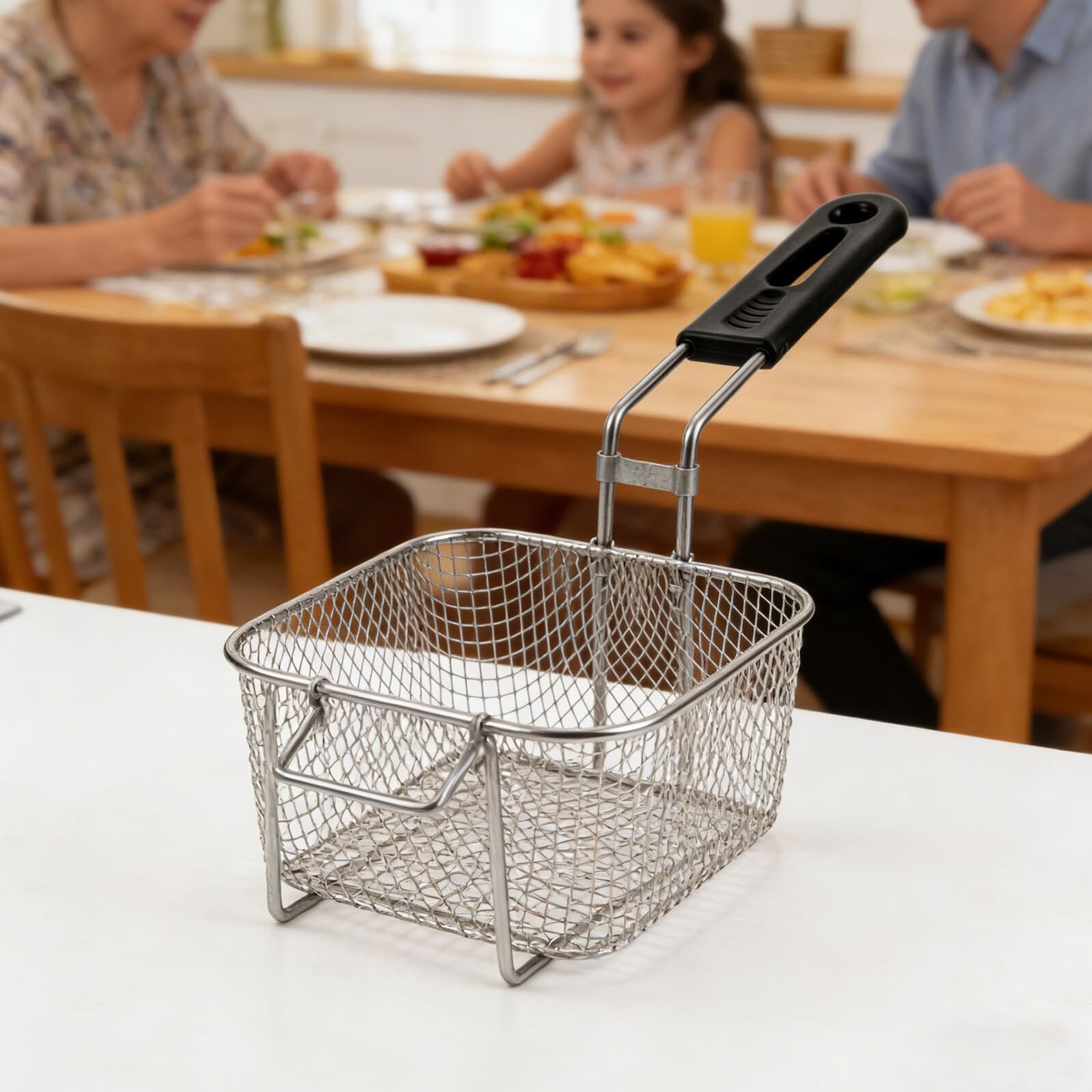 COLLBATH Mango Desmontable para Cesta de Freír 2 Piezas, Agarre Resistente al Calor de Acero Inoxidable, Compatible Freidoras al Aire Libre y Parrillas, Accesorio para Cocina y