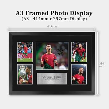 HWC Trading Cristiano Ronaldo Portugal Printed Memorabilia Signed Autograph Photograph Display for Football Fans and Supporters - A3 Framed