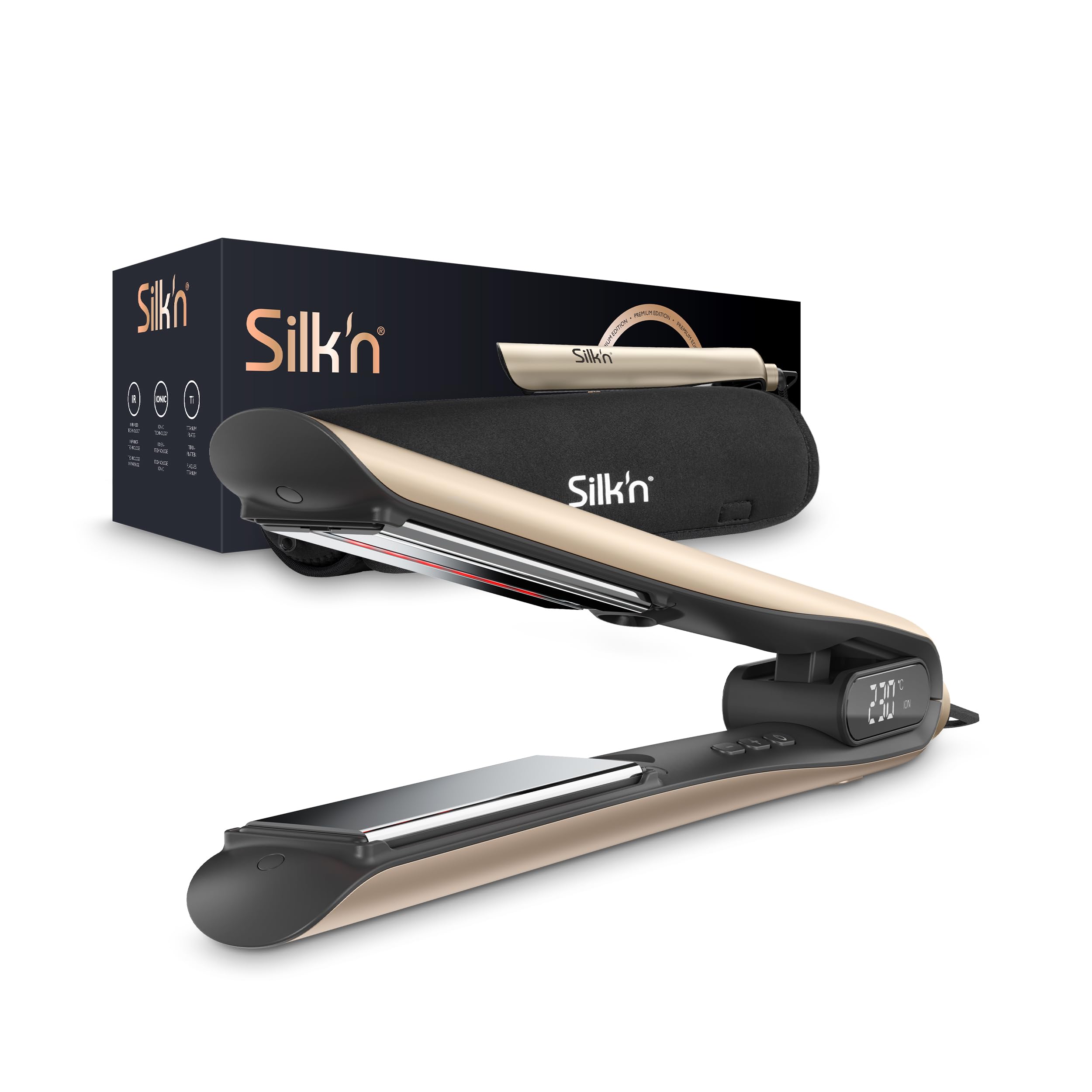 Silk'n Haarglätter I SilkyStraight I Haarglätter mit Infrarot- und Ionentechnologie I Für unterschiedliche Haartexturen und -zustände I Beige