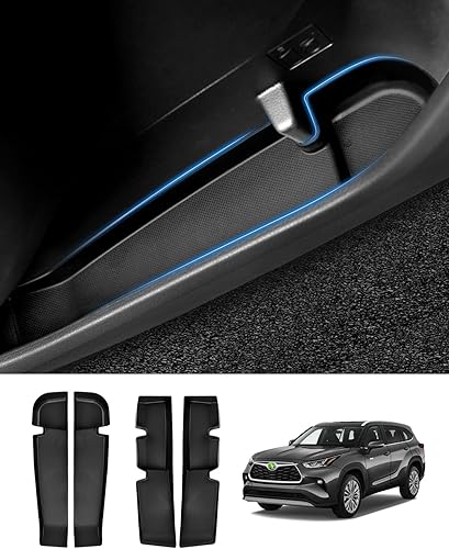 Bandeja organizadora de puerta de automóvil para accesorios Toyota Highlander 2020-2023 2024, material TPE, negro, 4 piezas