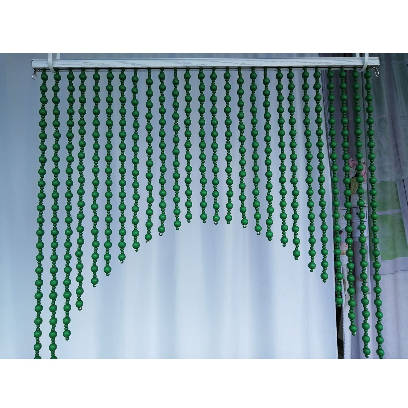 Design Classico Perline Tonde Verdi Tende for Porte Legno Corda Di Perline Divisori Armadi Stringa Dello Schermo Massiccio Tenda Di Perline Per Porte,Verde,27strands60x215cm