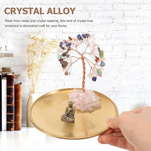 Miniatura 2 de GALPADA 1 juego de estatua de Buda de Buda, decoración de árbol de cristal, bandeja de árbol de cristal, decoración de oficina, quemador de