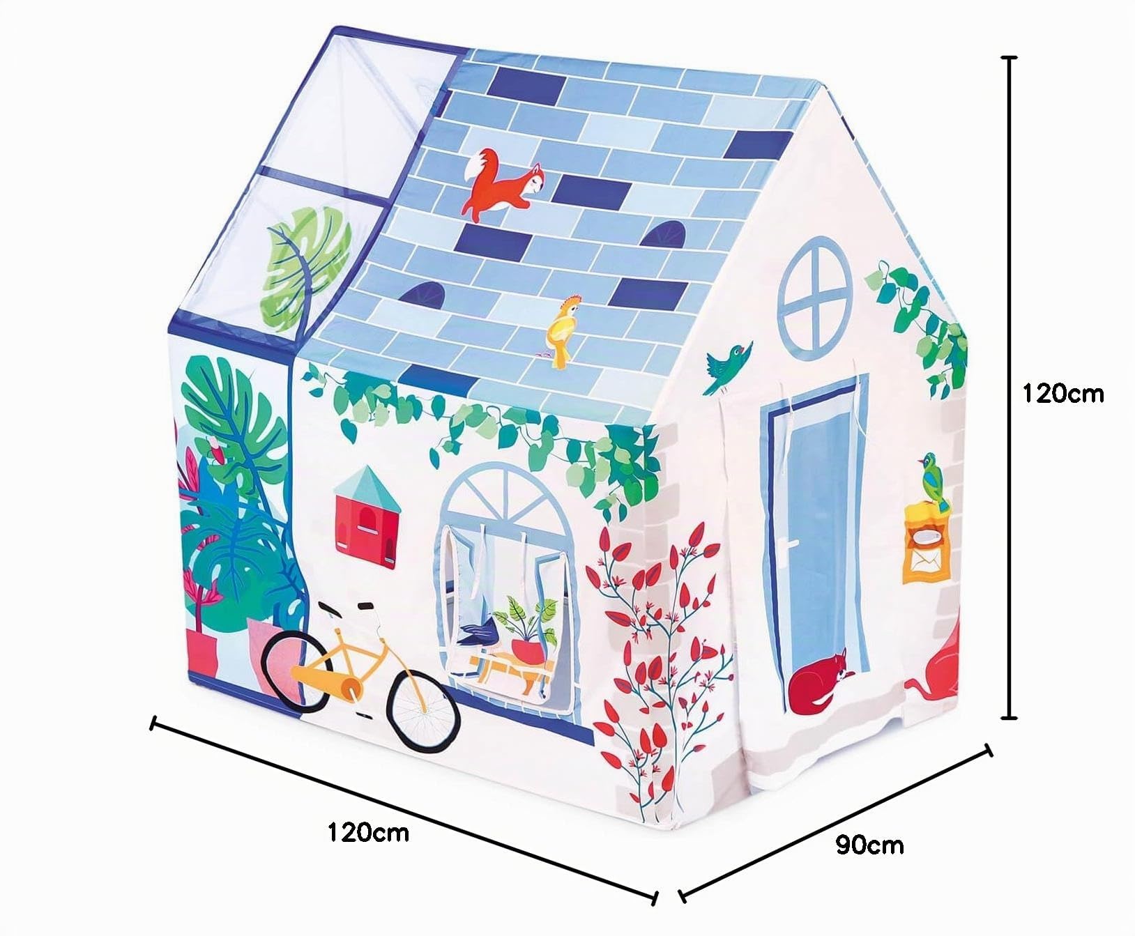 Ludi — Inneneinrichtung — ab 2 Jahren — to Do Like The Big Guys — Fenster, Lüftungsnetze, Briefkasten, große Tür — stabile Struktur — abnehmbar und zusammenklappbar — 90 x 120 x 120 cm