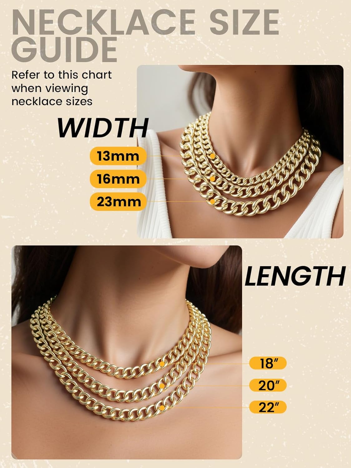 GoldChic JEWELRY Chunky Cuban Link for Women,Statement Curb Chain Necklace for Her,Thick Trendy 14K Gold Choker,Hip Hop Miami Cuban Chain Jewelry Gifts,13/16/23mm Width,16/18/20/22" Length - Image 3