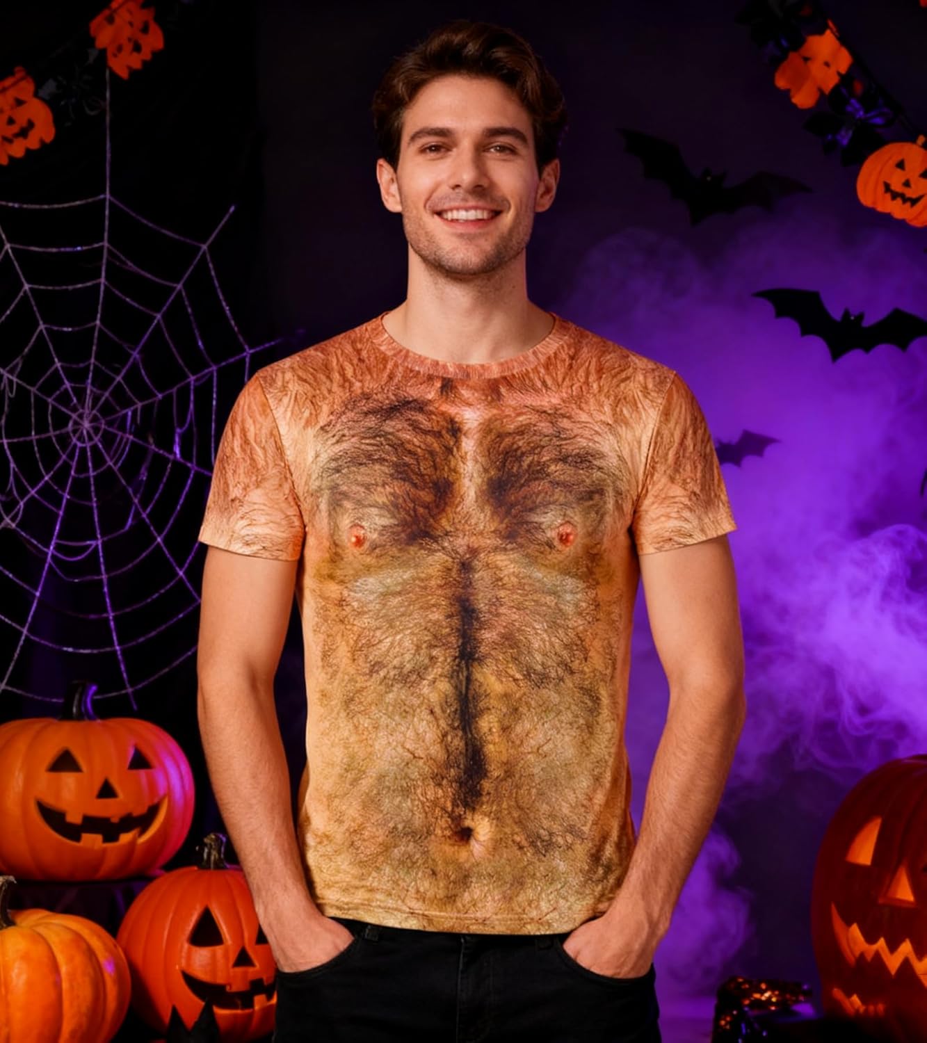 Fanient Hairy Chest for Mens T-Shirts Funny Graphics Crewneck Pattern Short Sleeve Tee Shirts - Image 6