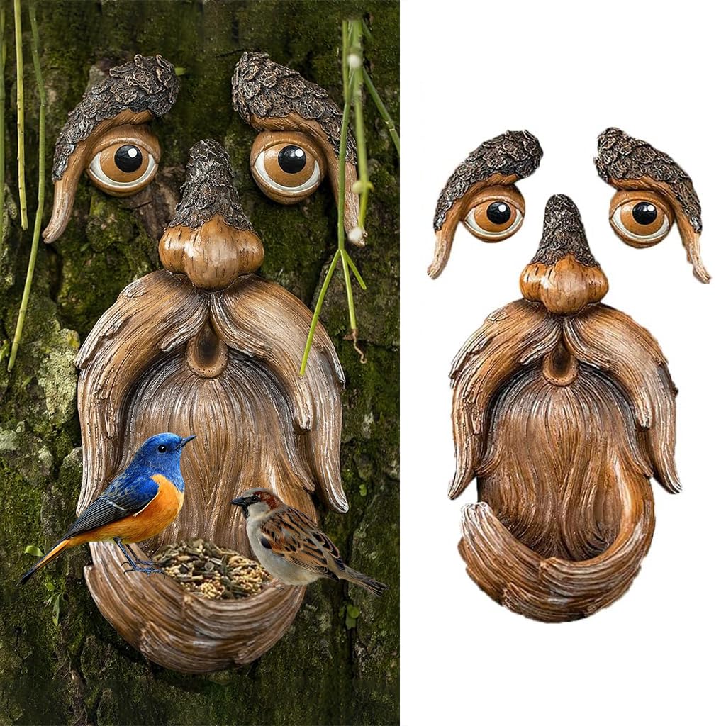 HASTHIP® Bird Feeders for Garden Patio, Creative Resin Bird Feeder for Outside, Handmade Wood Spirit Bird Feeder for Garden, Tree, Backyard Decor (B0D87G9LV4) Amazon Price History, Amazon Price Tracker