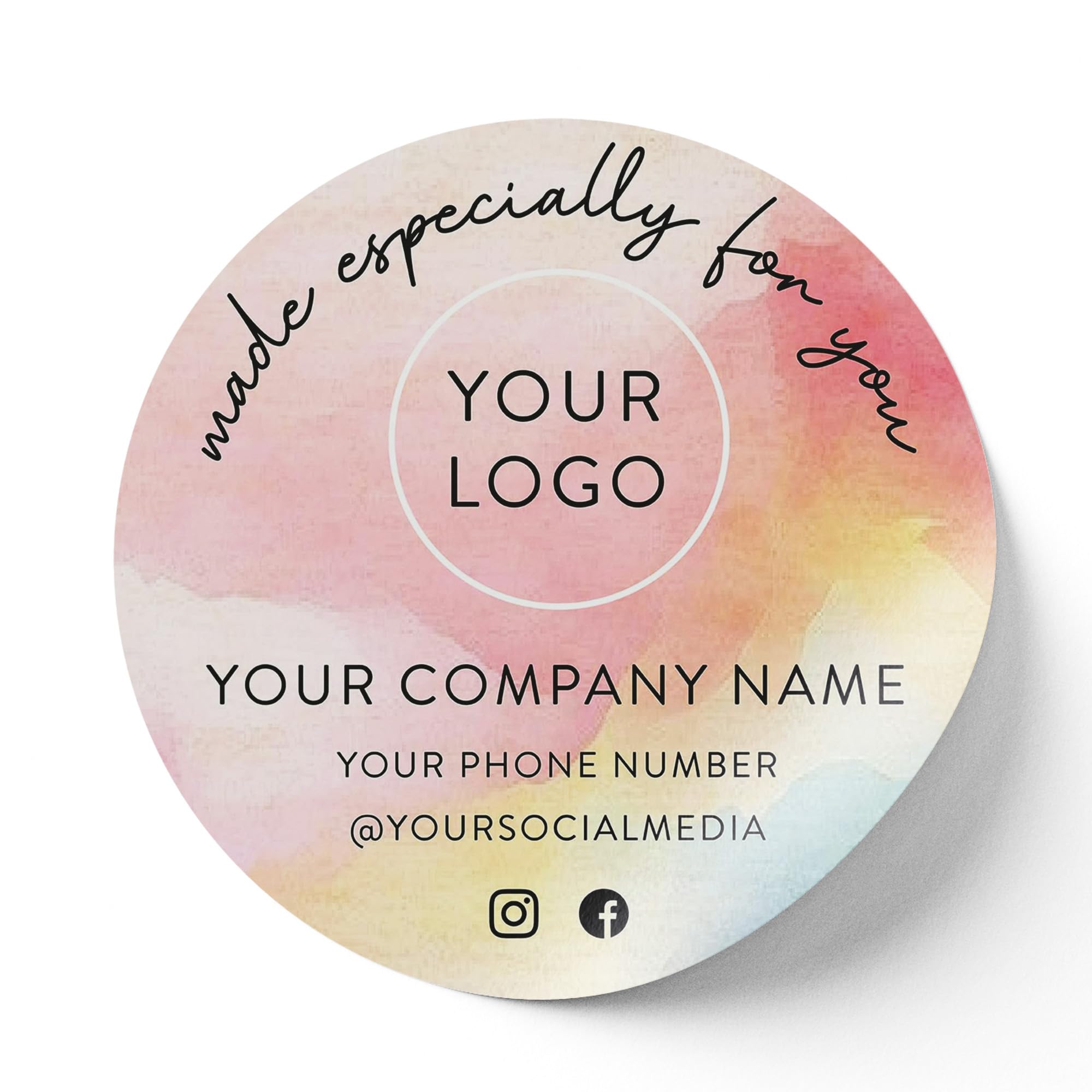 DayStar Custom Signs And Design 60-Pack Round Personalized Stickers - Custom Vinyl Sticker for Small Business Logo, Labels for Cafe, Boutique,