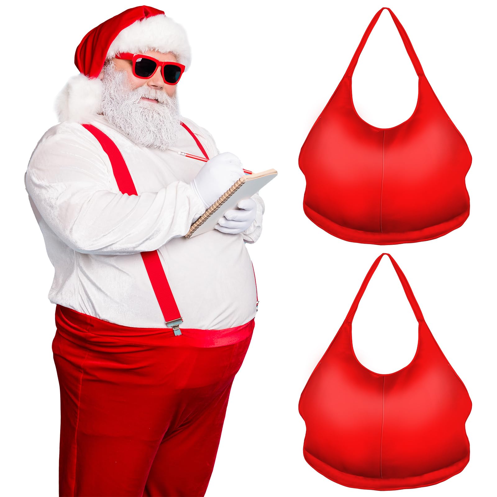 Photo 1 of (READ FULL POST) Toulite 2 Pcs Christmas Santa Fake Padded Belly Butt Costume Suit Unisex Belly Stuffer Fake Pregnant Belly for Cosplay (Red,Belly)