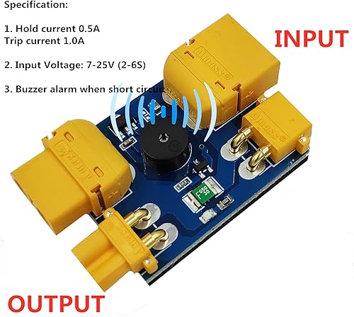 Miniatura 5 de HobbyFly Shortsaver XT60XT30 Tapón de humo con alarma de zumbador, protección contra sobrecarga de cortocircuito, inspección de seguridad para 2-6S