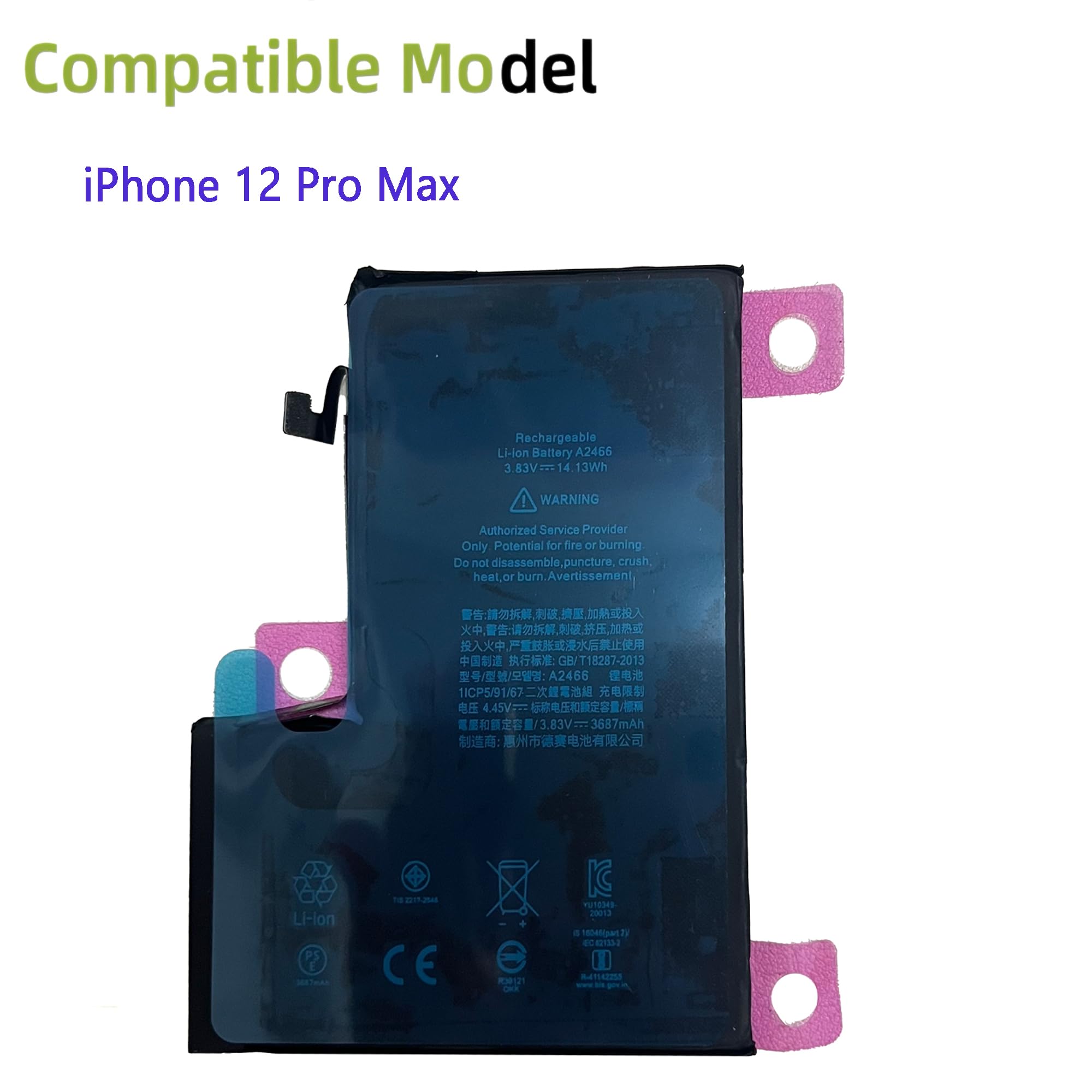 Amazon.com: ERYNK A2466 Battery Rechargeable for iPhone 12 Pro Max