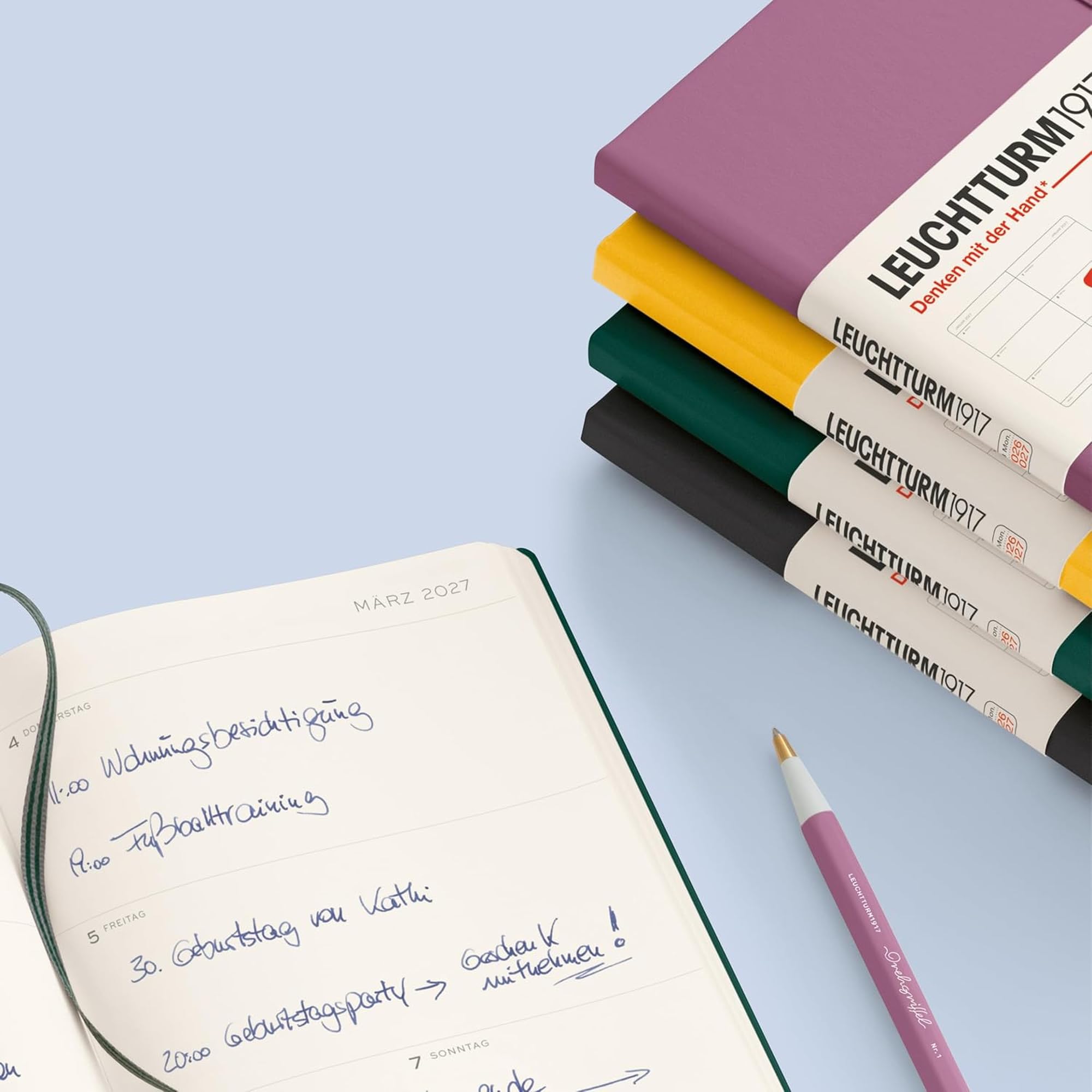 LEUCHTTURM1917 Kalendarz tygodniowy na rok 2027 średni (A5) – niemiecki, Sunflower, twarda okładka, 145 x 210 mm, 18 miesięcy - 07. 2026-12.2027, 1 tydzień na podwójnej stronie, papier 80 g/m² o