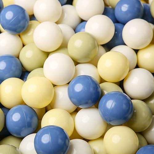 TRENDPLAY Big Ball Pit Balls  Diversión de 2.75 pulgadas para el desarrollo sensorial y físico de los niños, crema+verde matcha+amarillo caramelo +