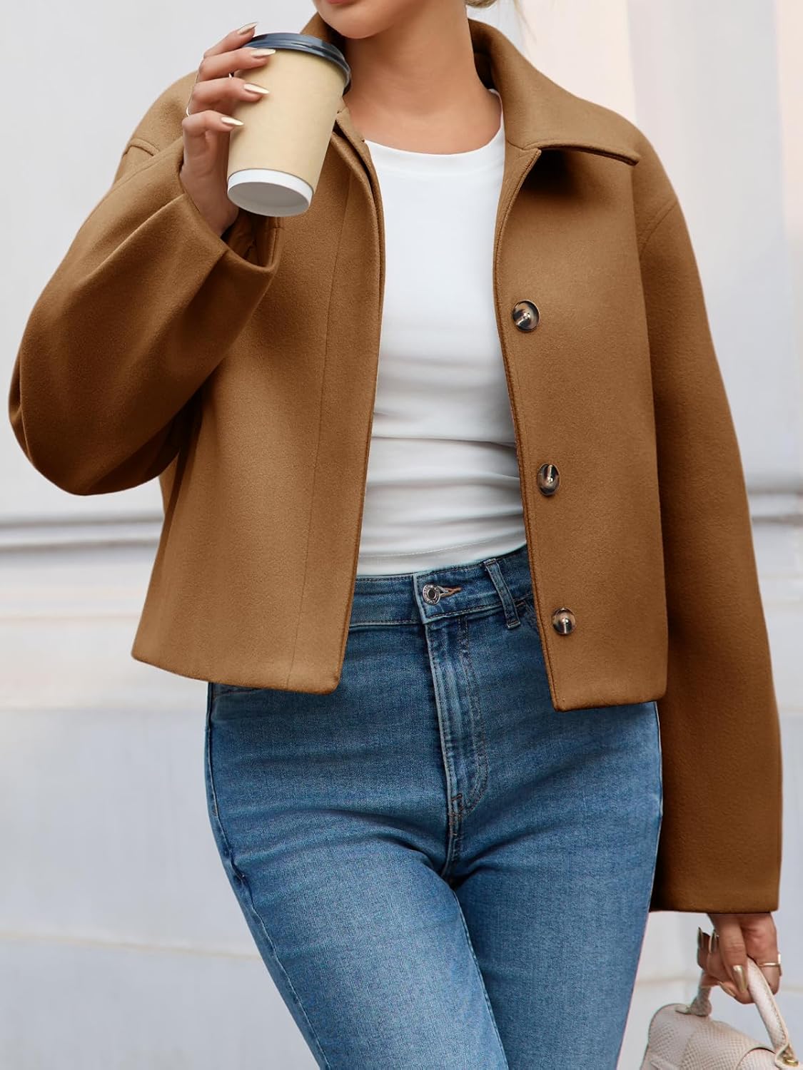 Chic Autumn Style: Cicy Bell Cropped Pea Coat