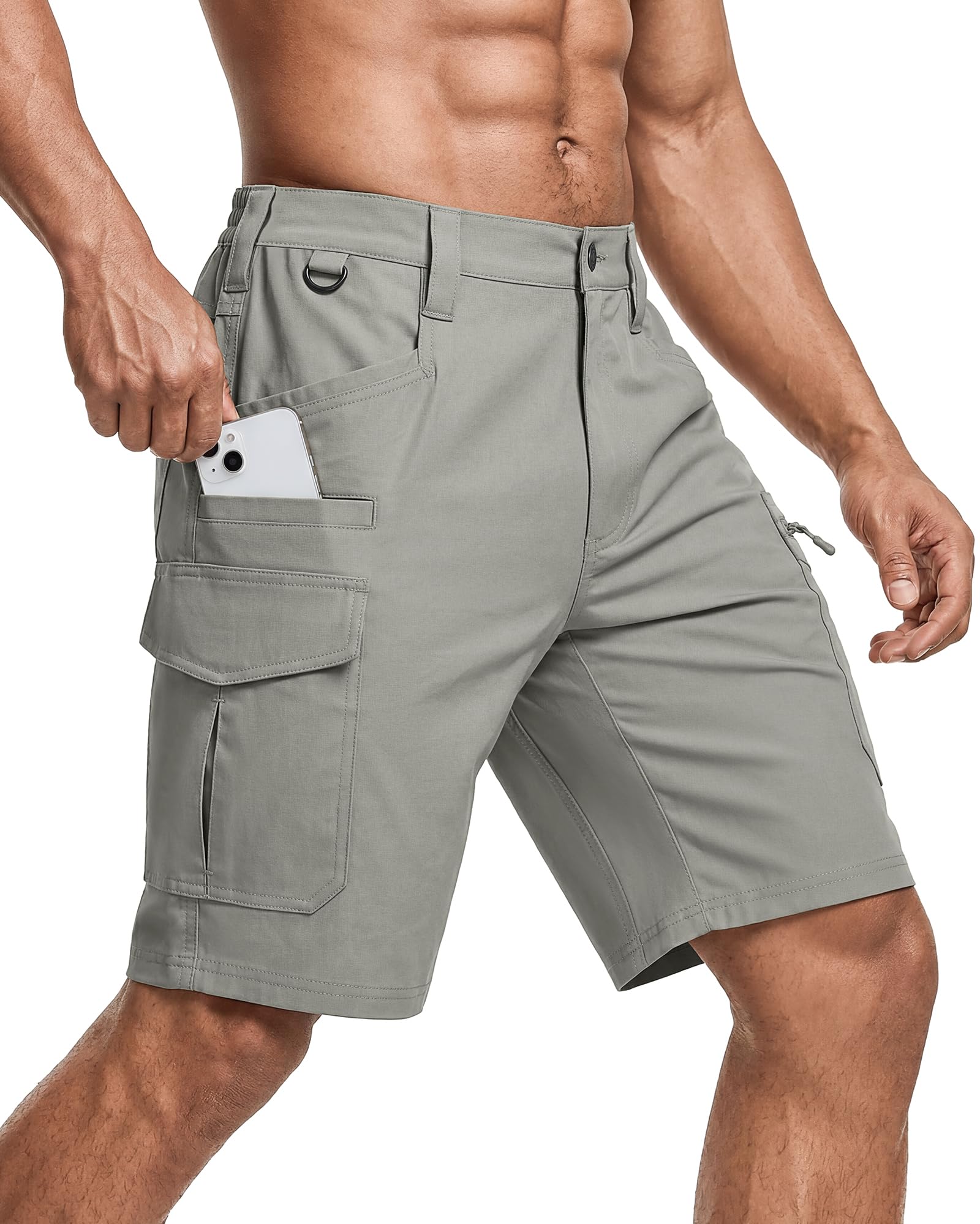IGOLUMON Arbeitshosen Kurz Herren Arbeitsshorts Männer Elastische Taille Kurze Cargohose Herren Bequeme Sommer Kurze Hosen mit Multifunktionstaschen