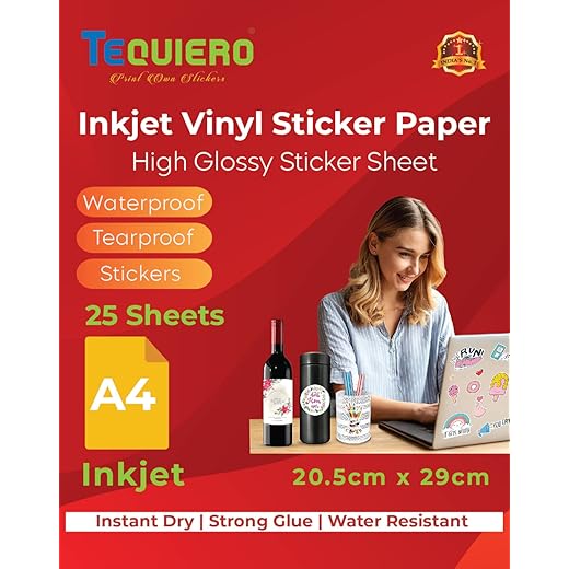 TeQuiero Vinyl Sticker Paper A4 - 25 Sheets