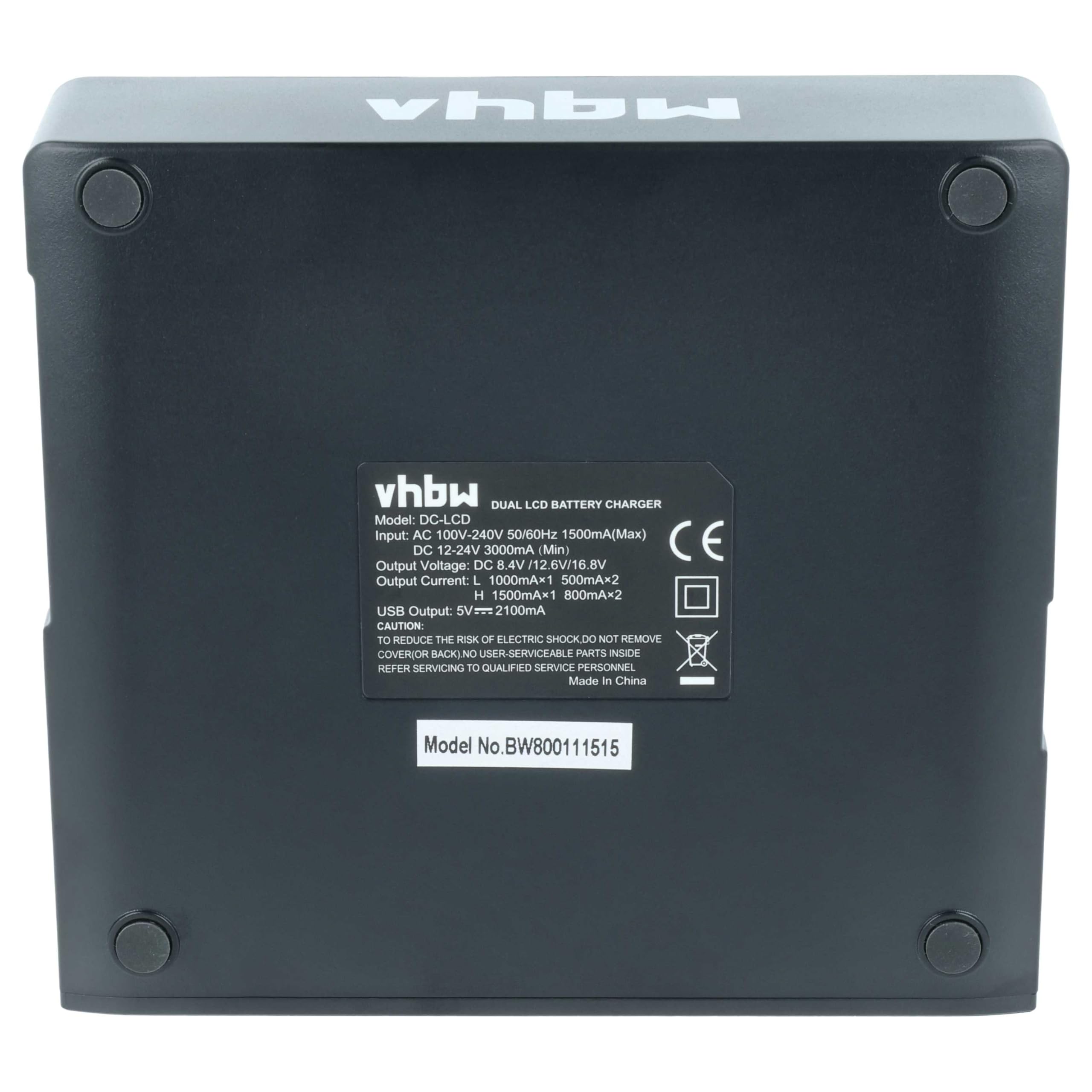 vhbw Cargador Dual Compatible con Panasonic AJ-PX270, AJ-PX270EJ, AJ-PX298MC batería de cámara - Soporte con Pantalla