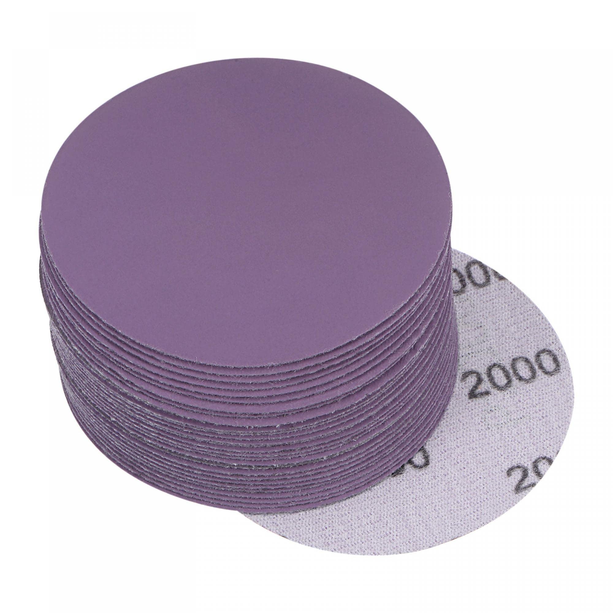 uxcell 30Pcs 3-Inch Purple Sanding Discs 2000 Grits Hook and Loop Professional Aluminum Oxide Sand Paper Wet Dry Polish for Wood Metal Paint Finishing