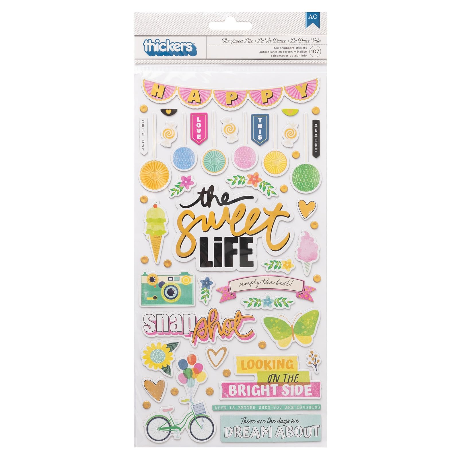 American Crafts Rush THICKERS PHRSE, Sweet Life Phrase & Icon/Chipboard