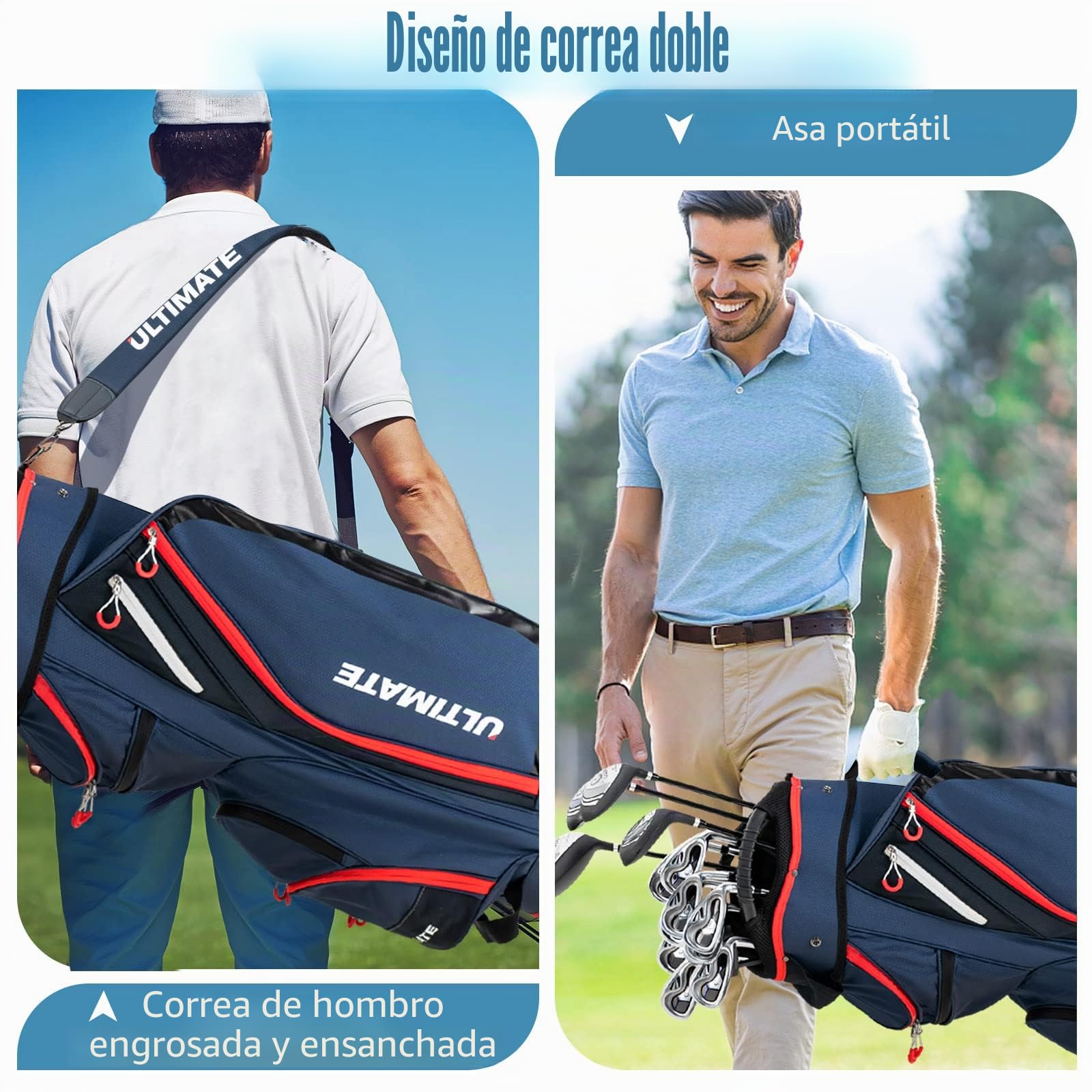GYMAX Bolsa de Golf para hasta 14 Palos de Golf, Impermeable, con Relleno de Lluvia y Base Fuerte, Bolsa de Viaje de Golf con Asa y Correa Trasera, para Clases de Rango y Ejecutivo