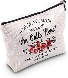 TSOTMO Funny Retirement Gift Enjoy Retirement Gift A Wish Woman Once Said I’m Outta Here and She Lived Happily Ever After Makeup Bag Cosmetic Bags Travel Pouches Toiletry Bag Cases (I’m Outta Here)