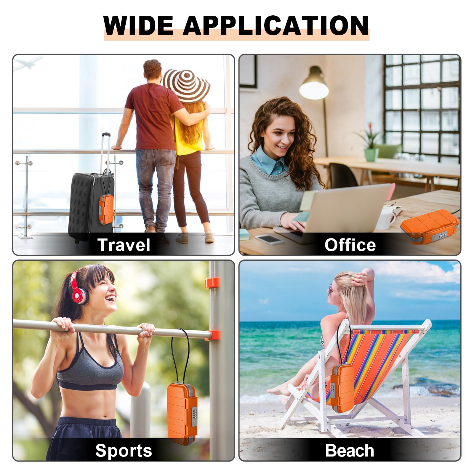 HUANLANG Coffre-fort portable avec serrure à combinaison, mini coffre-fort étanche avec câble métallique amovible pour dortoir, voyage, plage, hôtel, voiture, maison, bureau