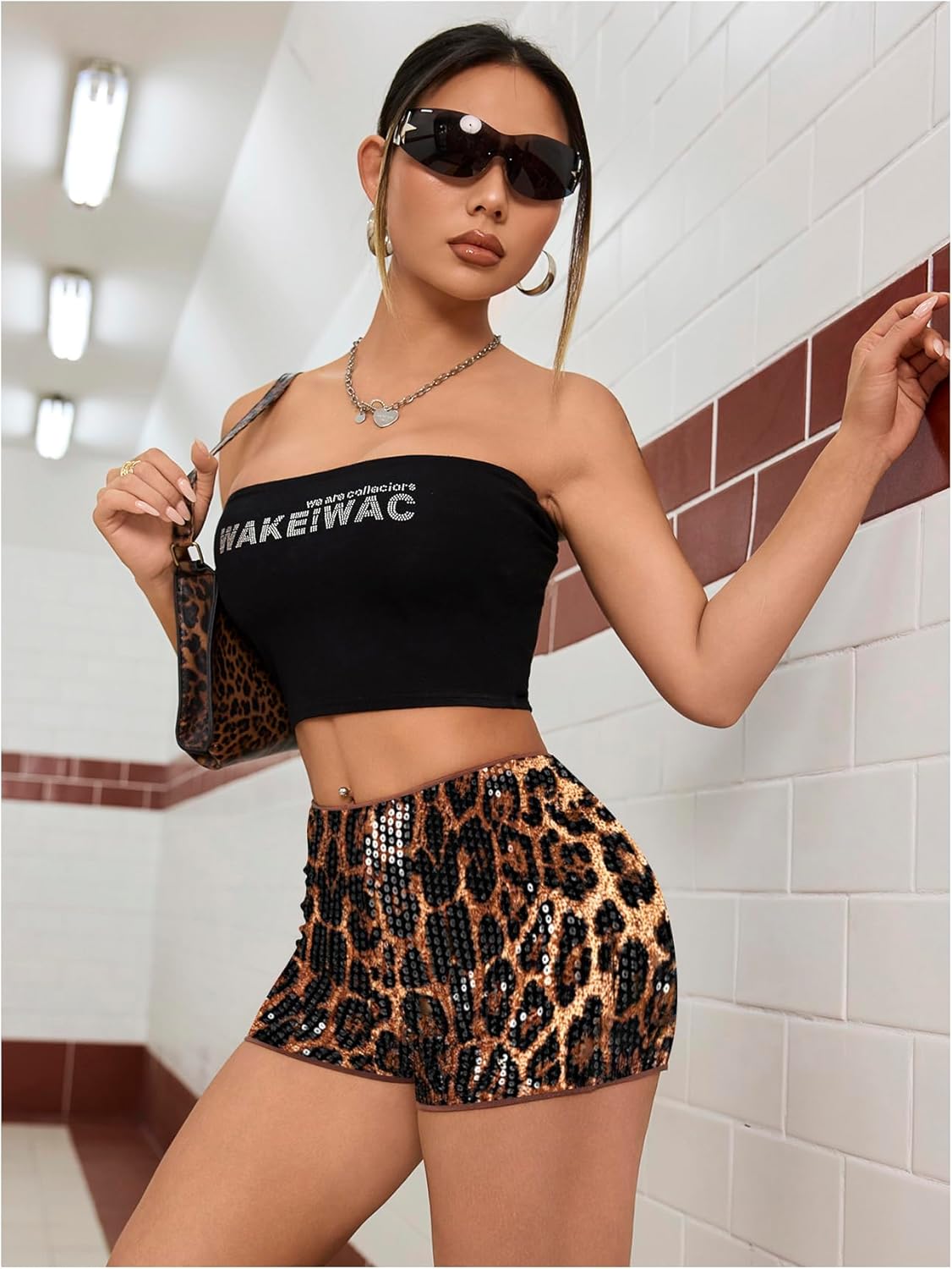 SOLY HUX Womens Cheetah Print Micro Shorts Leopard Y2k Mini Rave Outfits - Image 4